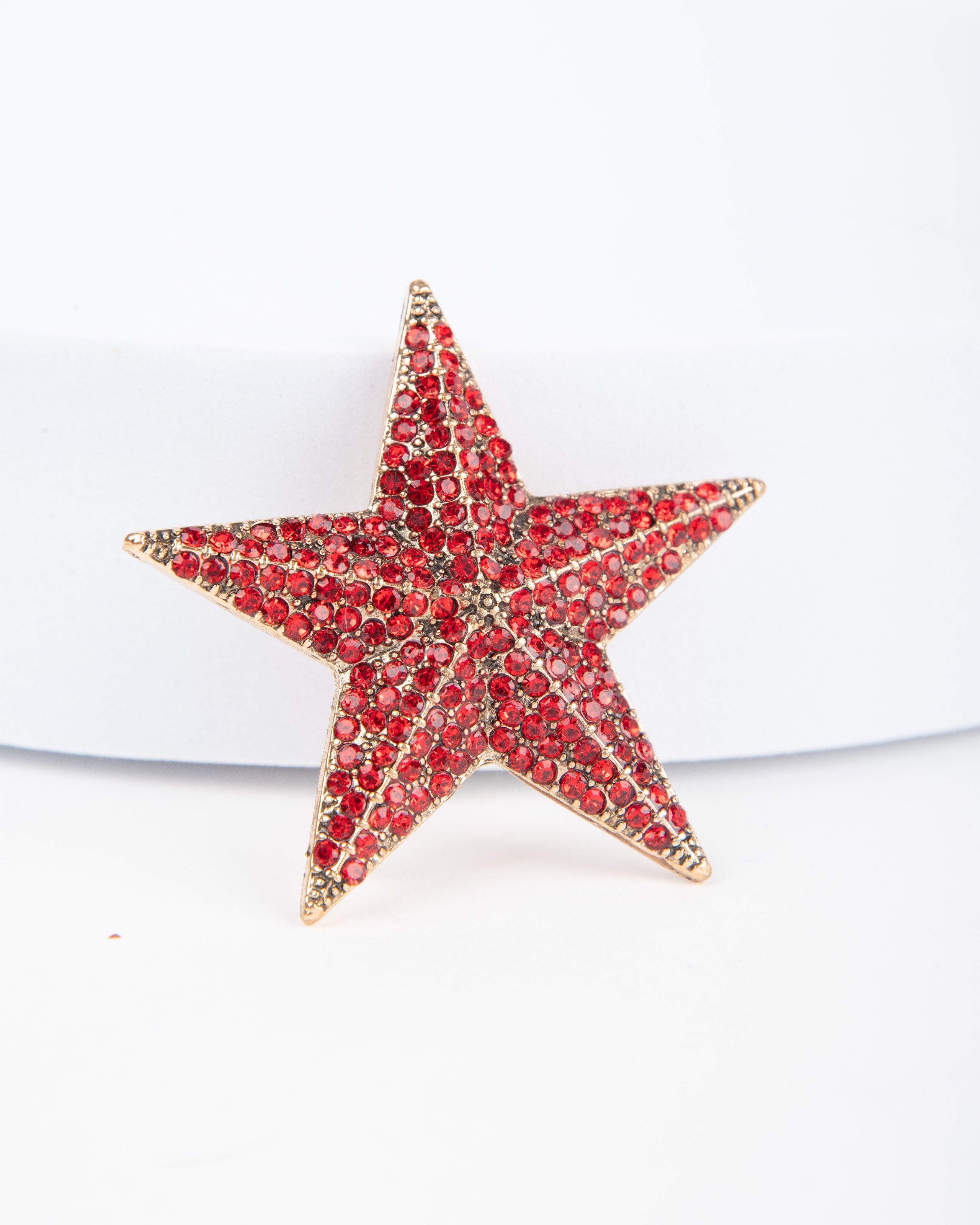MayTree Brosche "Stern" rot (Stück, 1-tlg), Metallbrosche in Form eines strahlenden Sterns