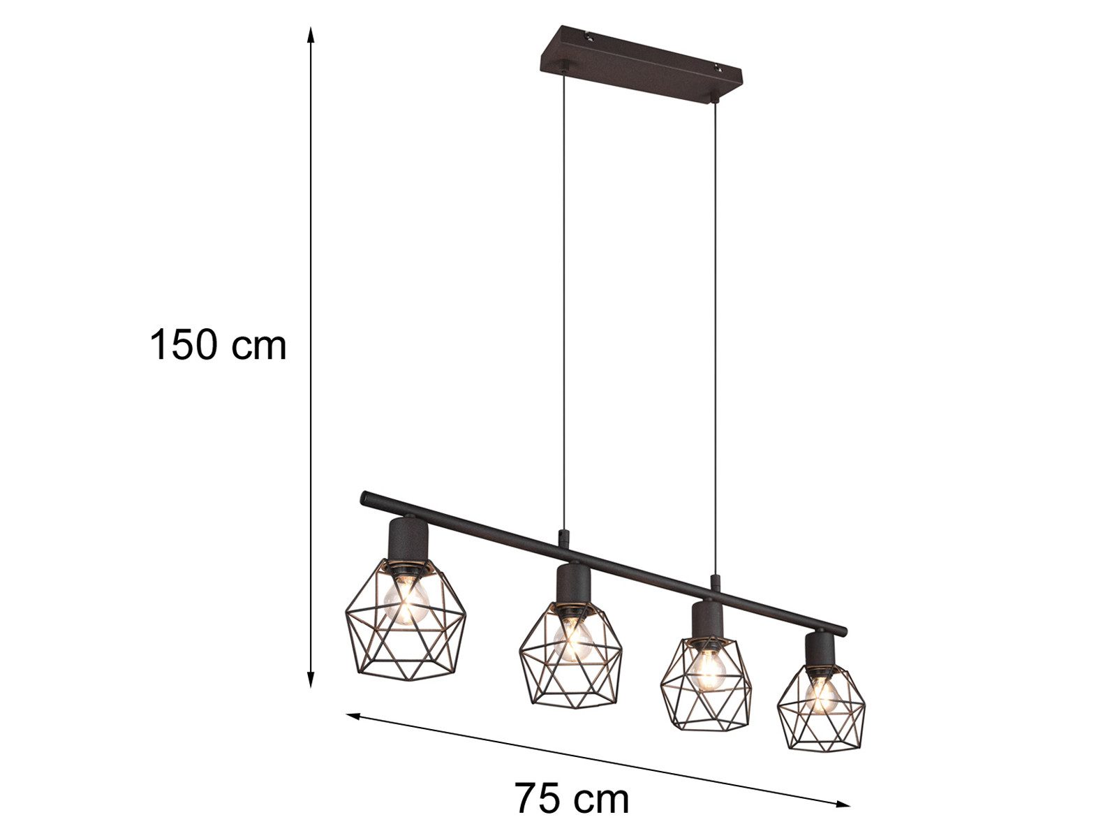 meineWunschleuchte Pendelleuchte Industrial Design, Breite 75cm, ohne Leuchtmittel, Esszimmer-Lampe mehrflammig für Esstisch & Kücheninsel hängend