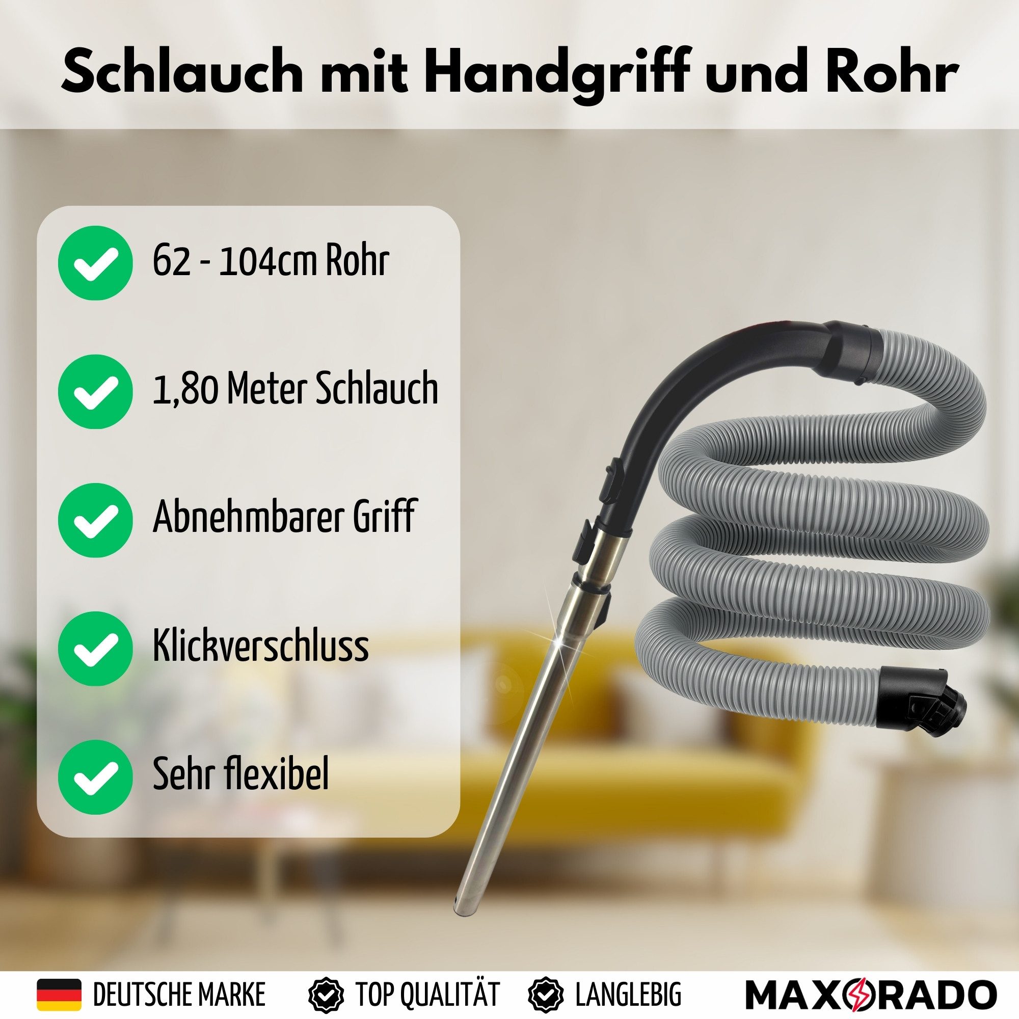 Maxorado Staubsauger-Verlängerungsrohr Rohr Handgriff Schlauch für Miele S8340 S8320 S8310 S8350 Staubsauger, Zubehör für Staubsauger S8 S8000 Serie, S8360 S8370 S8380 S8630 S8730 S8510 Ersatzteile