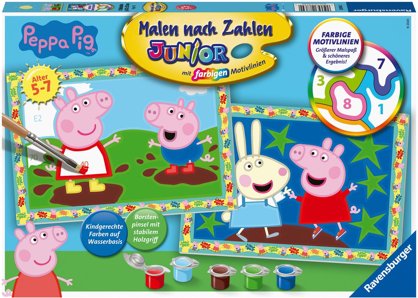 Ravensburger Malen nach Zahlen Junior, Peppa Pig, Made in Europe, FSC® - schützt Wald - weltweit