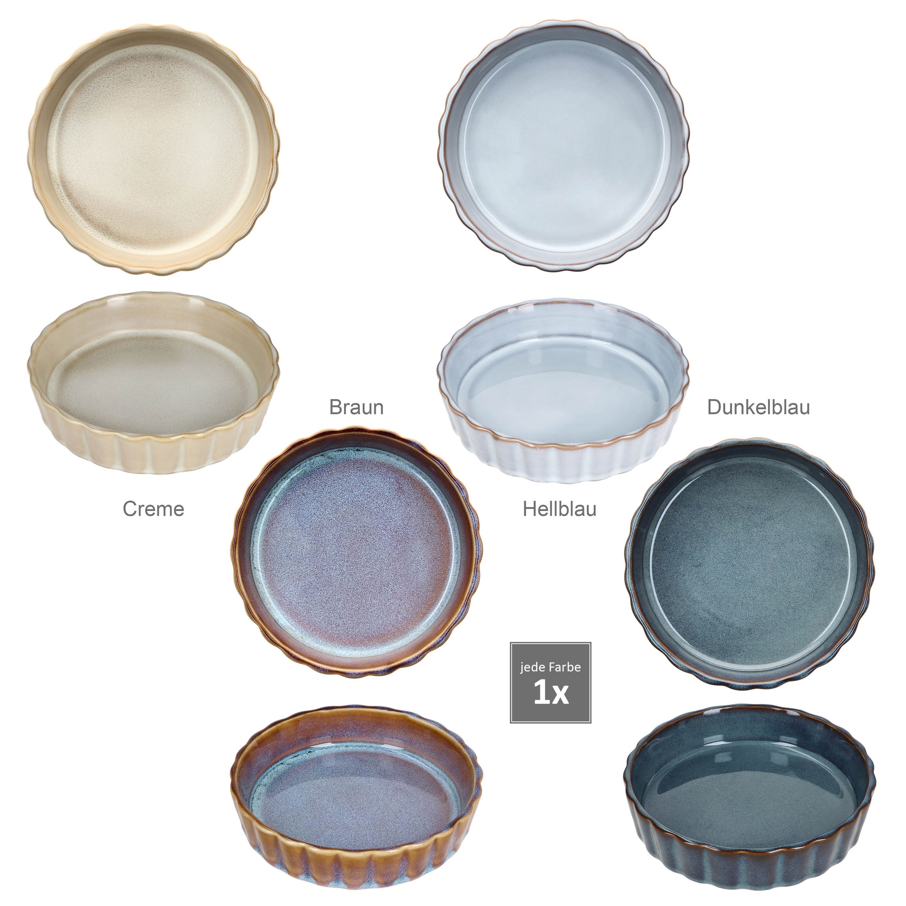 MamboCat Auflaufform MamboCat 4er Set Gustos Crème Brûlée Schälchen Steingut Quiche Dessert, Steingut – Bild 4 von 5