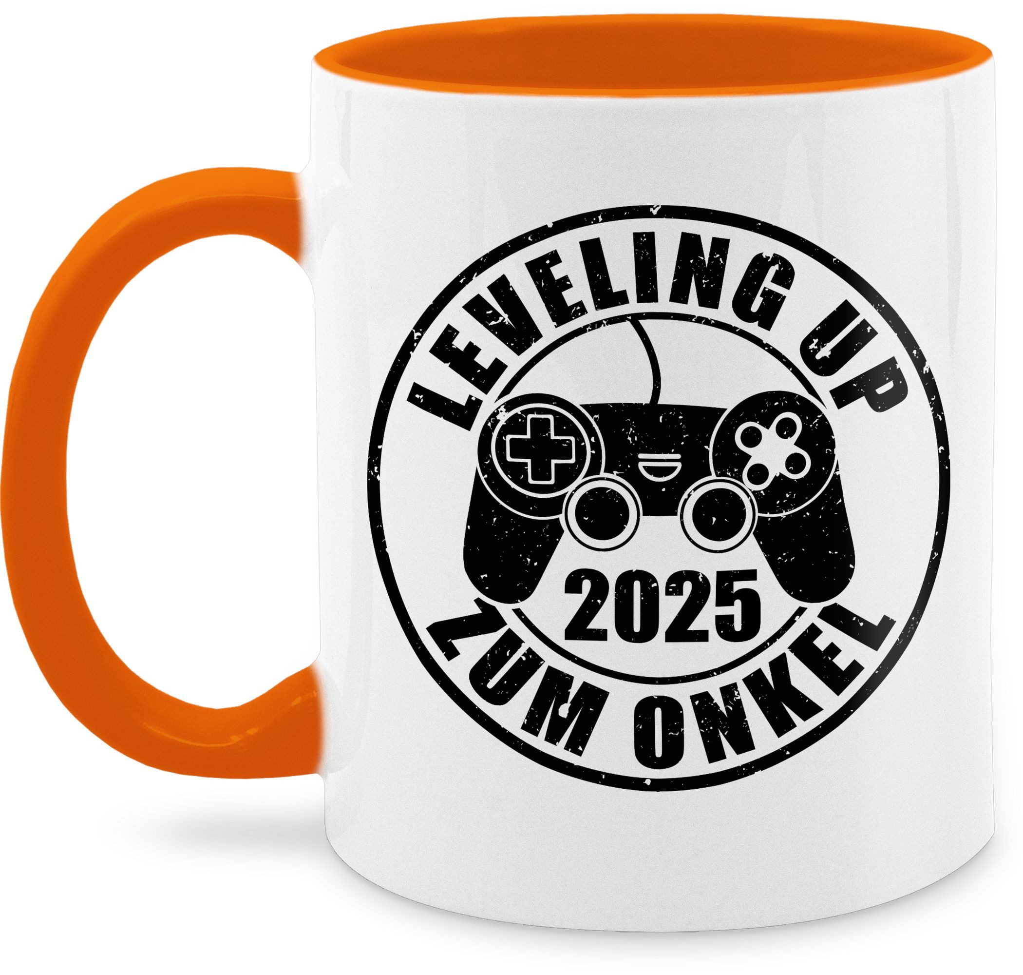 Shirtracer Tasse Leveling up zum Onkel 2025 - schwarz, Keramik, Onkel