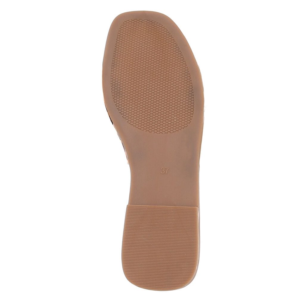 Ital-Design Damen Sandalen mit Knoten für Sommerfreizeit Pantolette (89368586) Blockabsatz Pantoletten in Beige