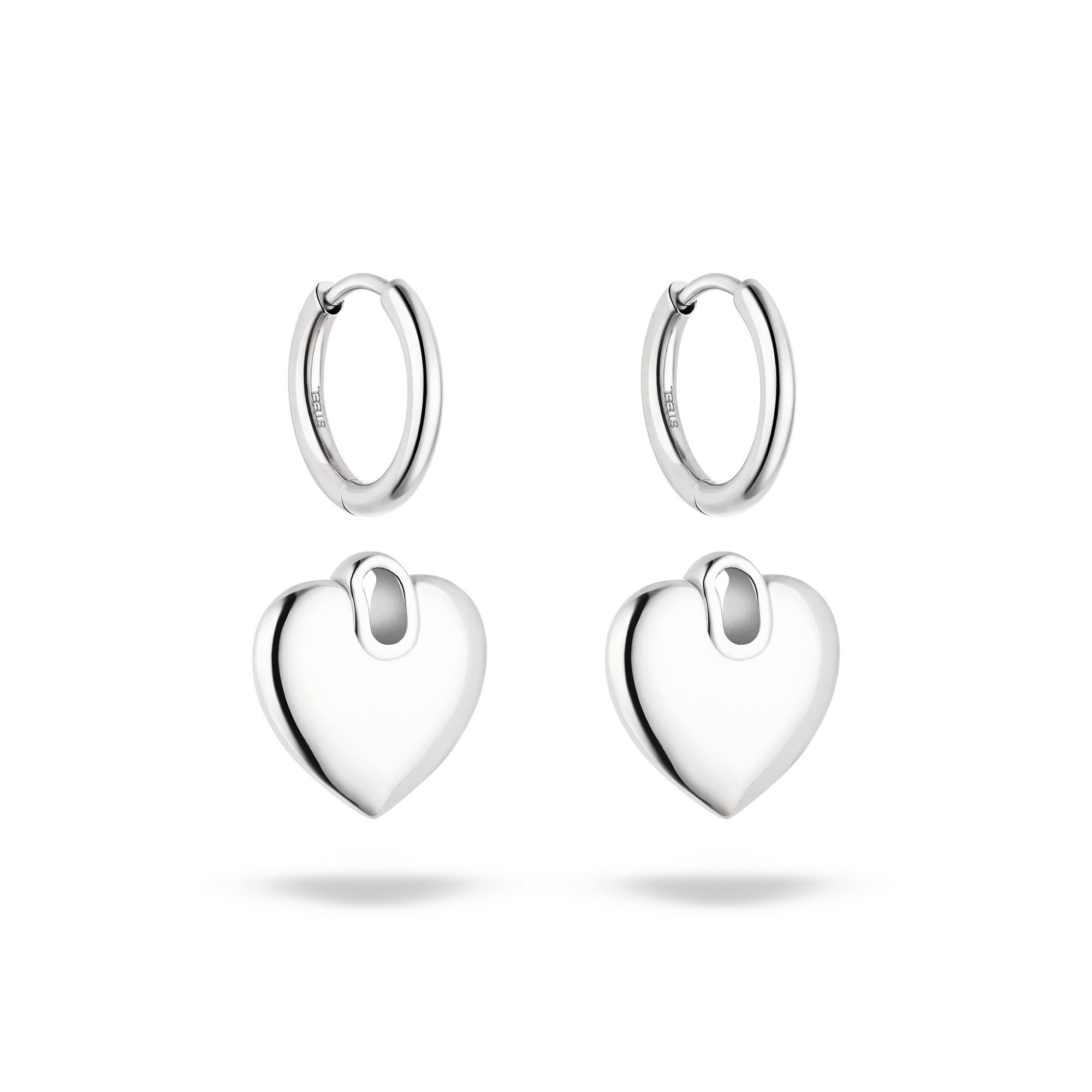 s.Oliver Paar Creolen mit abnehmbaren Einhängern Herz, Chunky Heart