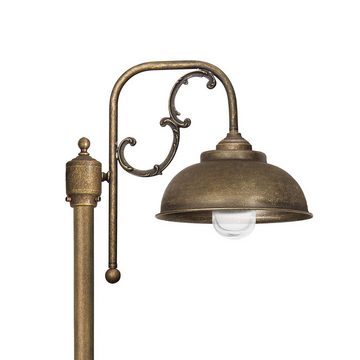 Licht-Erlebnisse Außen-Stehlampe LIPARI, ohne Leuchtmittel, in Bronze Antik matt Glas Messing 148 cm E27 IP44 Terrasse Rustikal