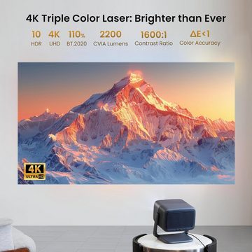 JMGO N1 Ultra Beamer 4K UHD-Beamer (2200 lm, 1600:1, 3840 x 2160 px, 3D Beamer, 180 Zoll, Triple Laser Projektor, Android TV 11, HDR10)
