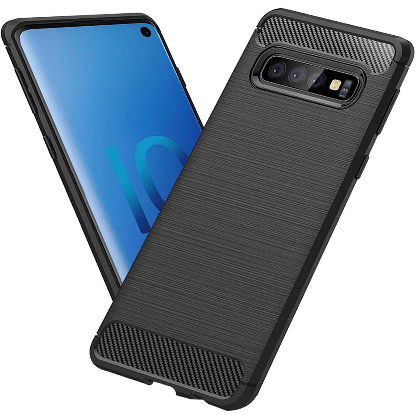 CoolGadget Handyhülle Carbon Handy Hülle für Samsung Galaxy S10 6,1 Zoll, robuste Telefonhülle Case Schutzhülle für Samsung S10 Hülle