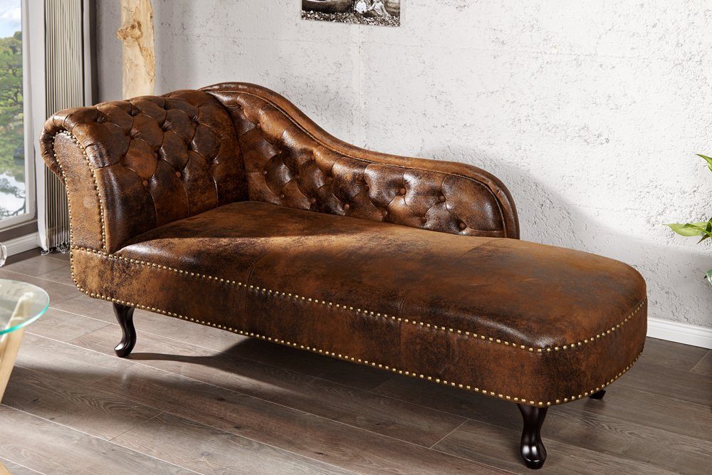 riess-ambiente Recamiere CHESTERFIELD 170cm antik braun, Einzelartikel 1 Teile, im Chesterfield Design