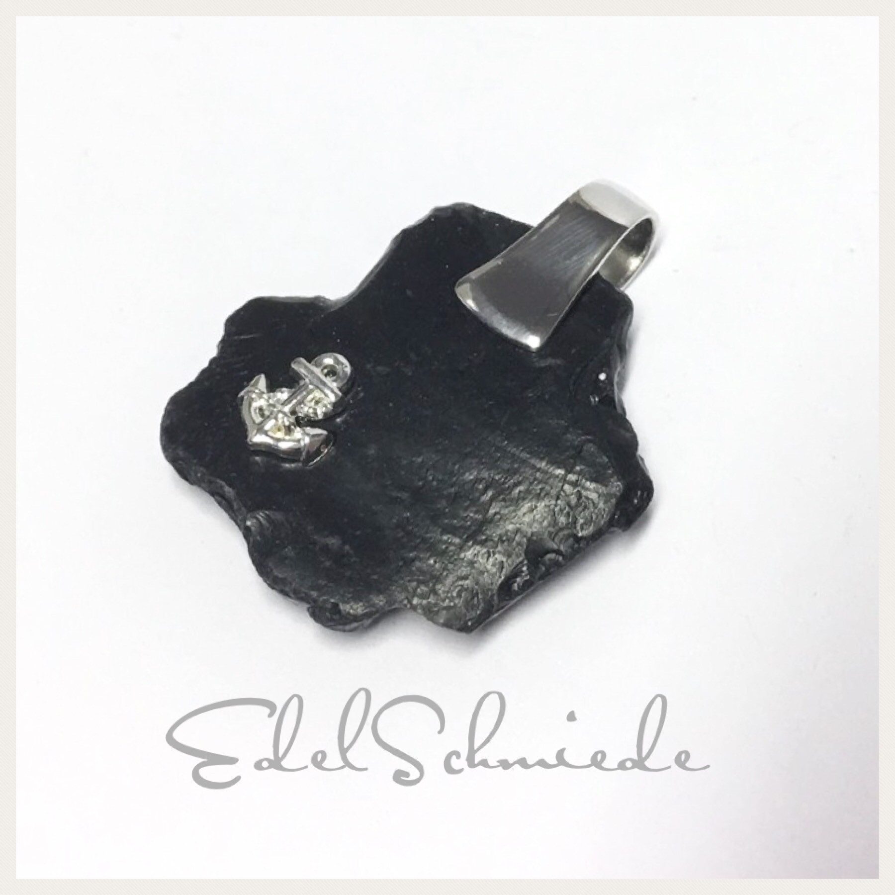 Kettenanhänger Edelschmiede925 Strandfund 925/- Silber Feuerstein + Anker