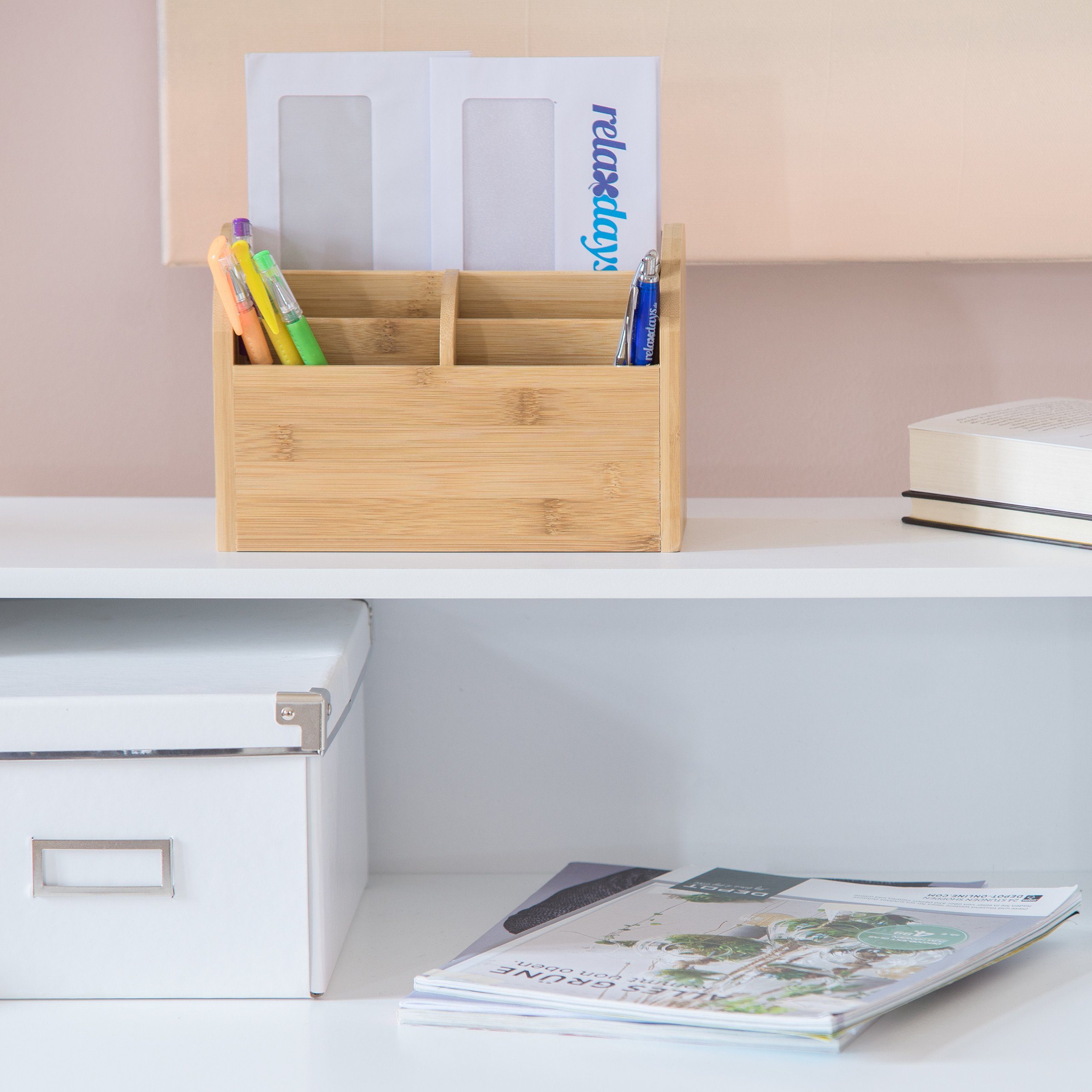 relaxdays Schreibtischaufsatz Schreibtisch-Organizer Bambus günstig online kaufen