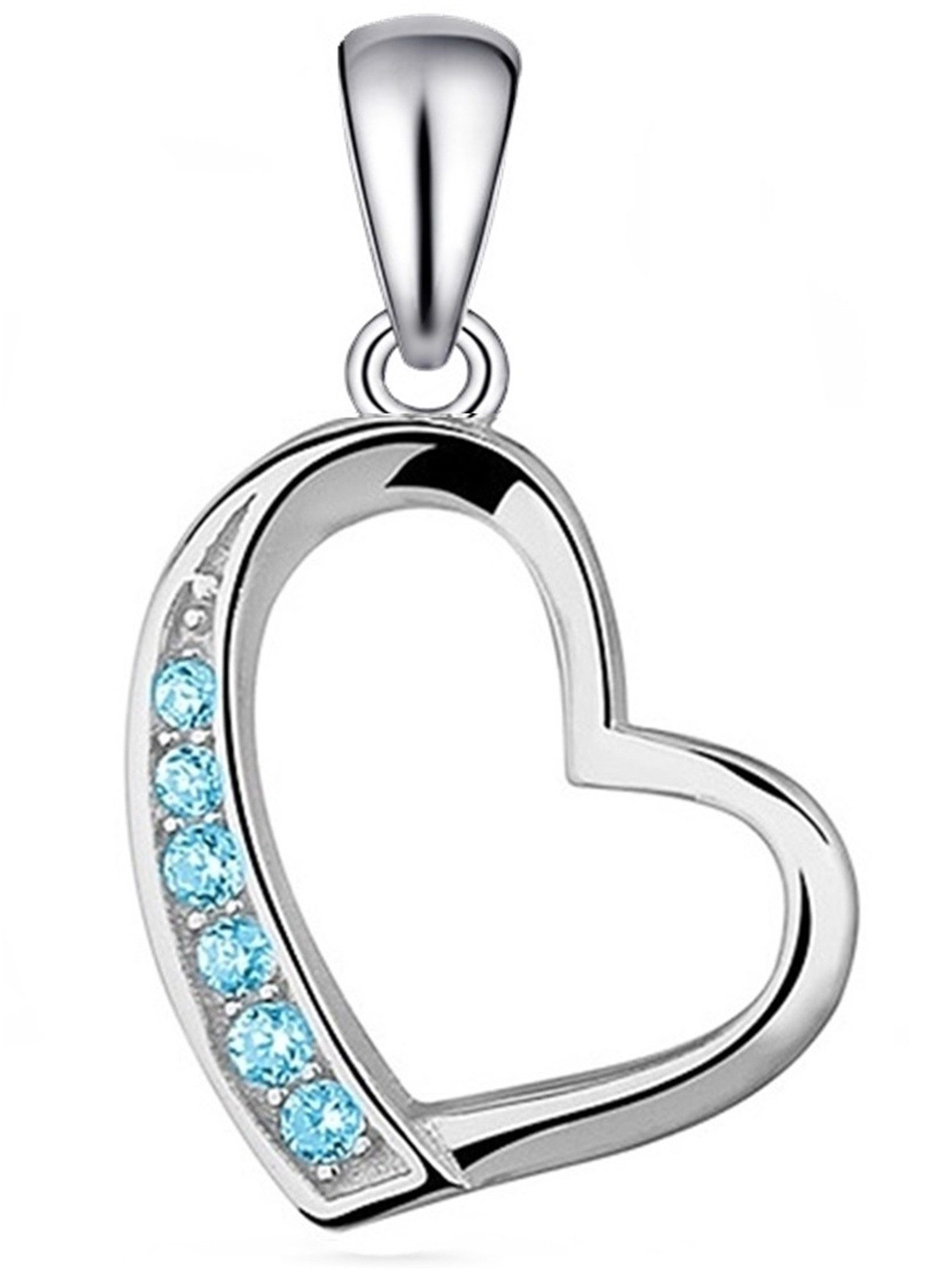 Herzanhänger Herz Anhänger 925 Sterling Silber mit Zirkonia Kristall Kettenanhänger