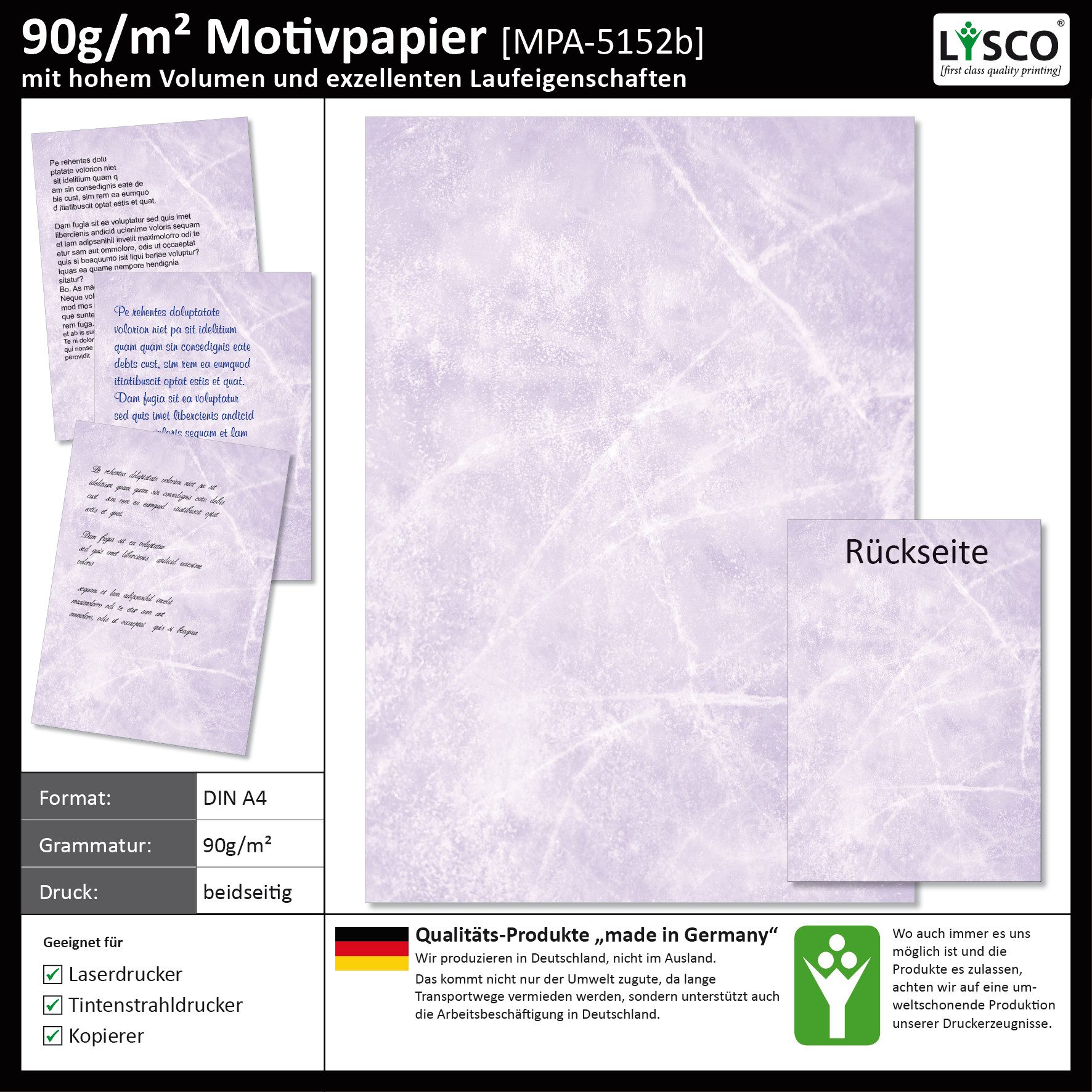 Thumbnail - LYSCO Briefpapier Gastronomie Papier - Eis Marmor DIN A4 / DIN A5 / DIN A6 Marmorpapier, marmoriertes Papier, beidseitig...
