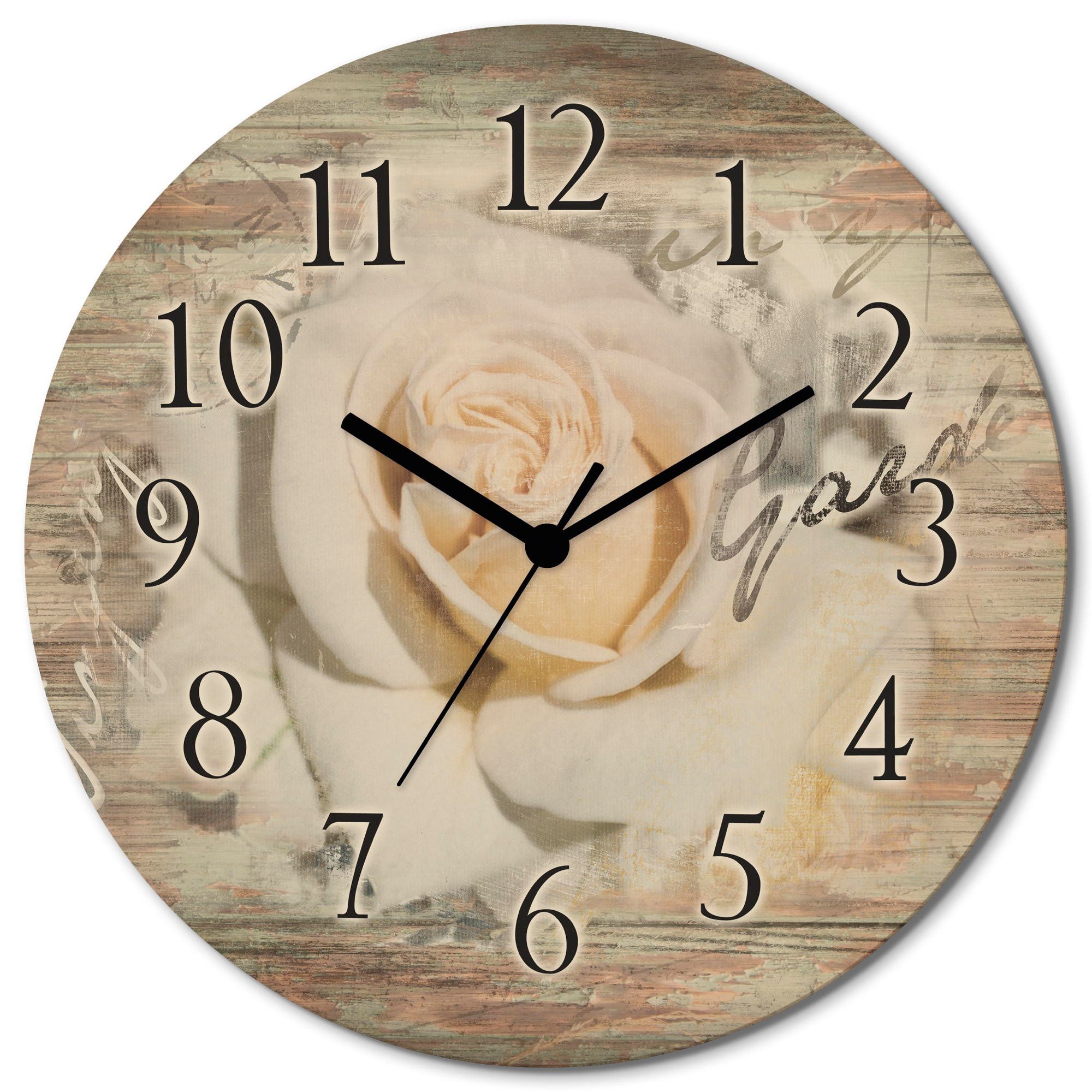 Artland Wanduhr In Buchstaben - Rose (wahlweise mit Quarz- oder Funkuhrwerk, lautlos ohne Tickgeräusche)
