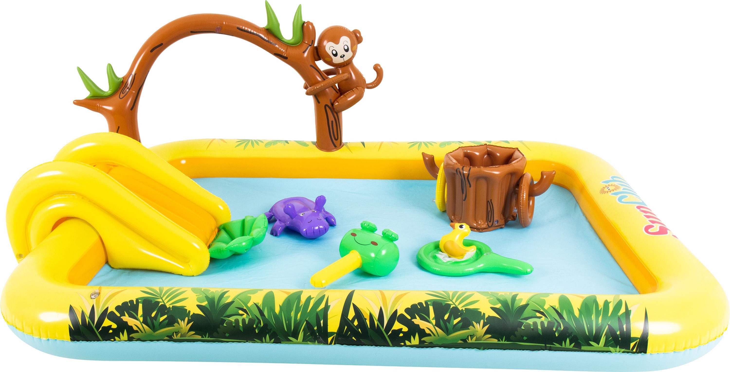 SunClub Planschbecken Kinderpool 214x167x85 cm, (Packung, 1-tlg., aufblasbares Kinderbecken), 214x167x85 cm mit Rutsche