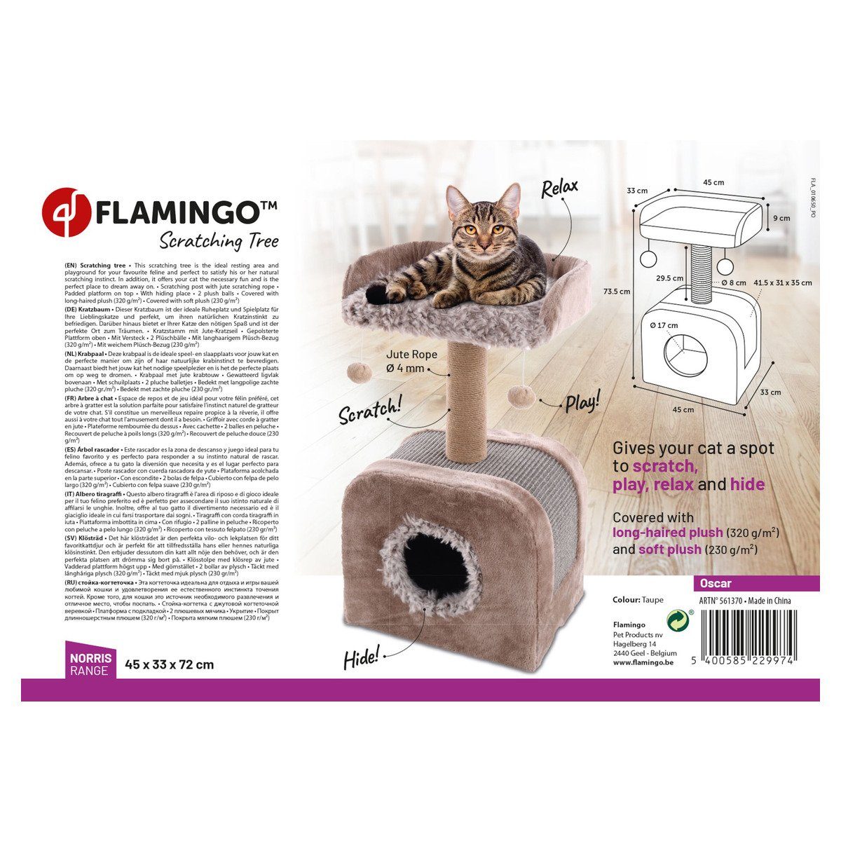 Flamingo Kratzbaum Kratzbaum Oscar taupe