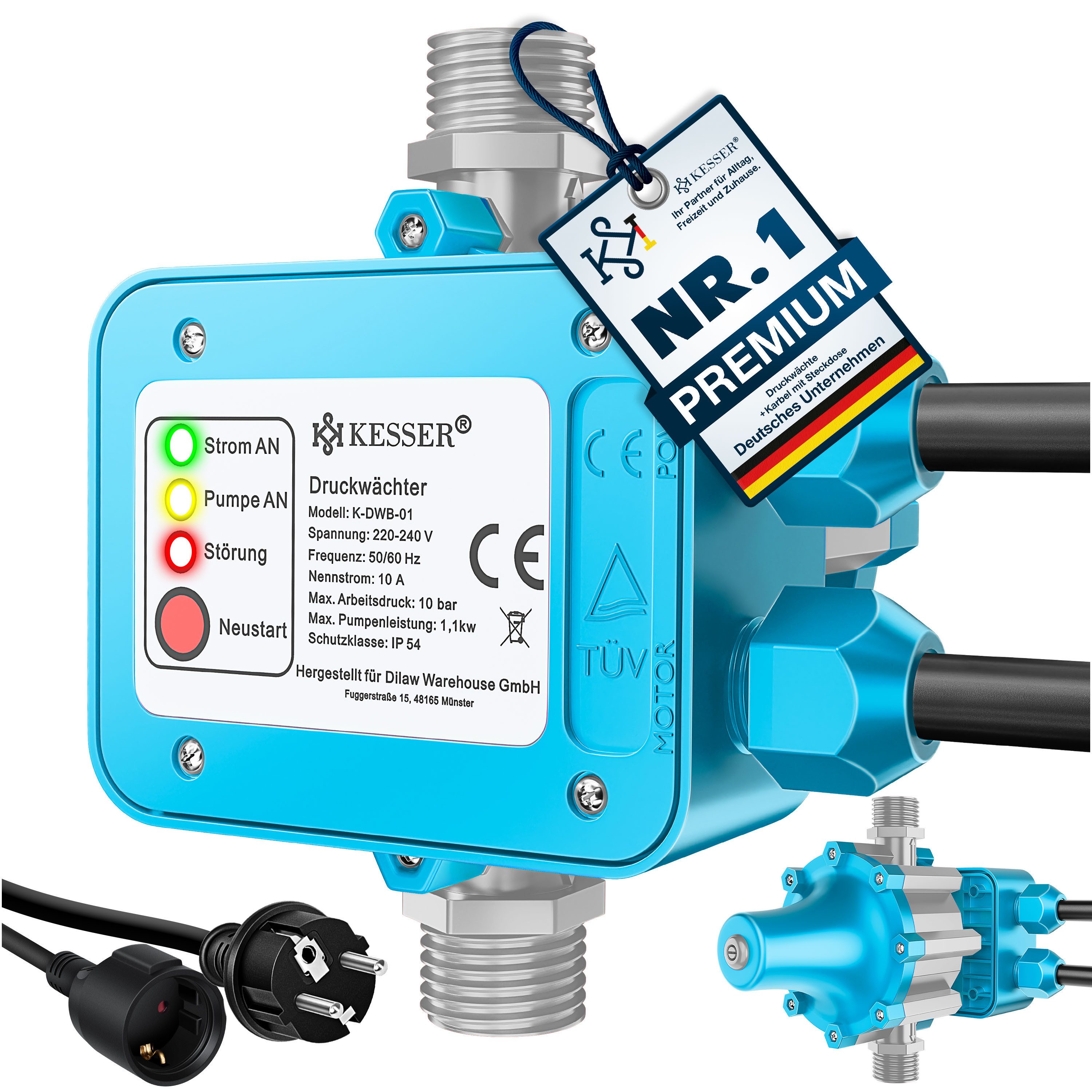 KESSER Wasserpumpe, Druckschalter Druckwächter Pumpensteuerung Gartenbewässerung