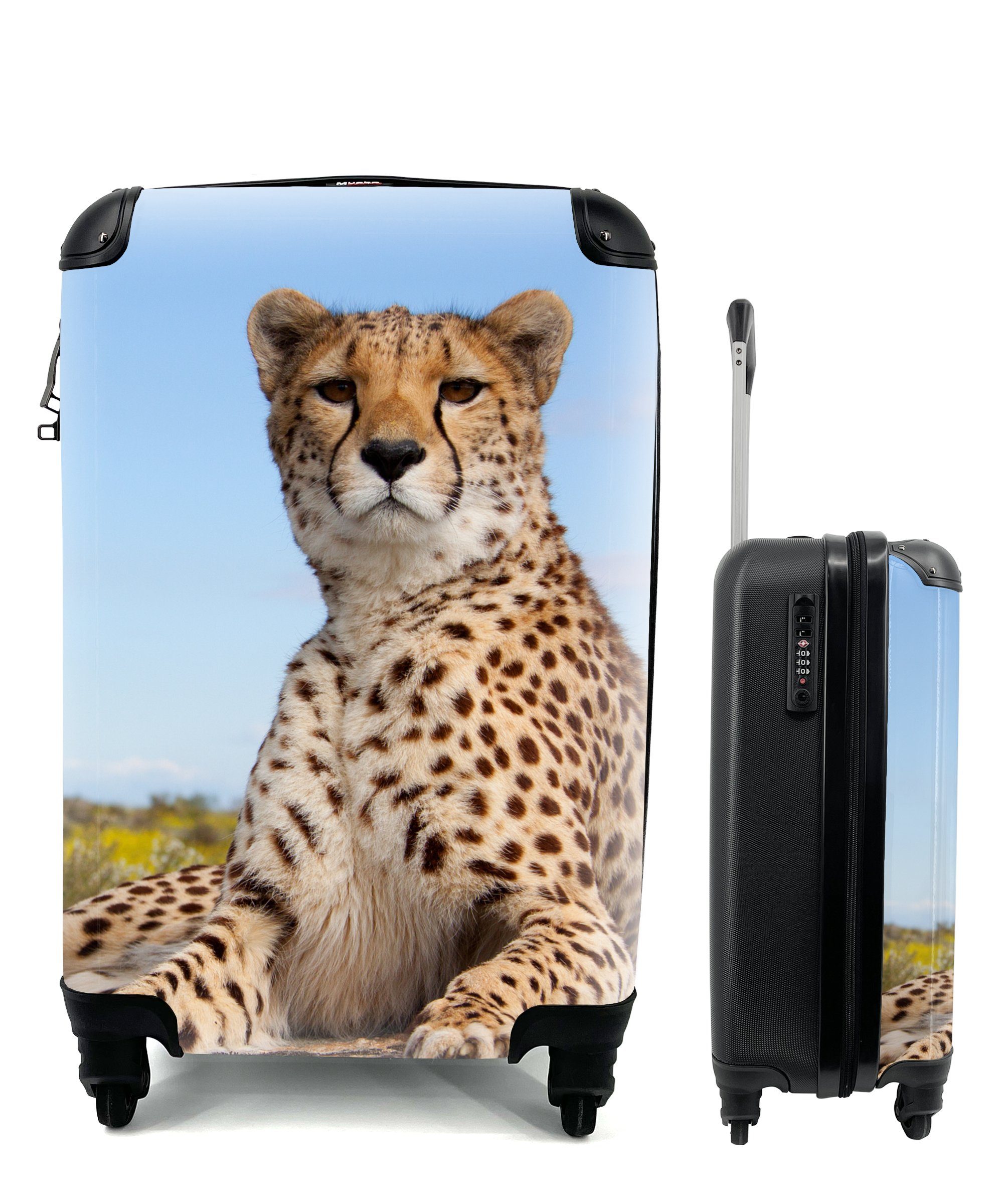 MuchoWow Handgepäckkoffer Leopard - Tiere - Natur, 4 Rollen, Reisetasche mit rollen, Handgepäck für Ferien, Trolley, Reisekoffer