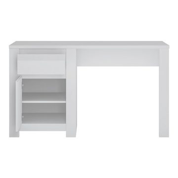 Lomadox Schreibtisch NAVA-129, Bürotisch, weiß, 130x75x60 cm, Schubkasten, Tür