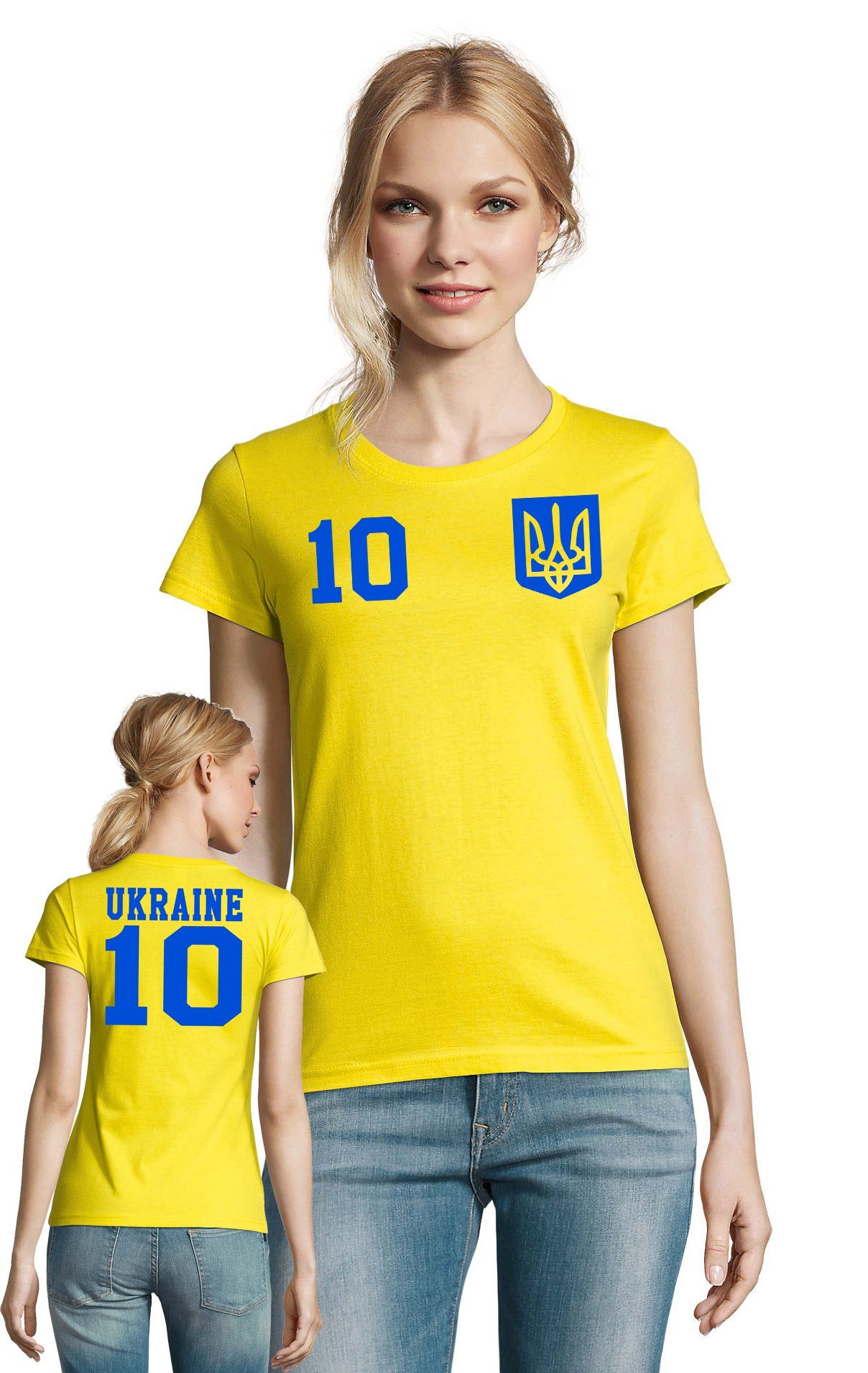 Blondie & Brownie T-Shirt Damen Ukraine Ukraina Sport Trikot Fußball Meister WM EM