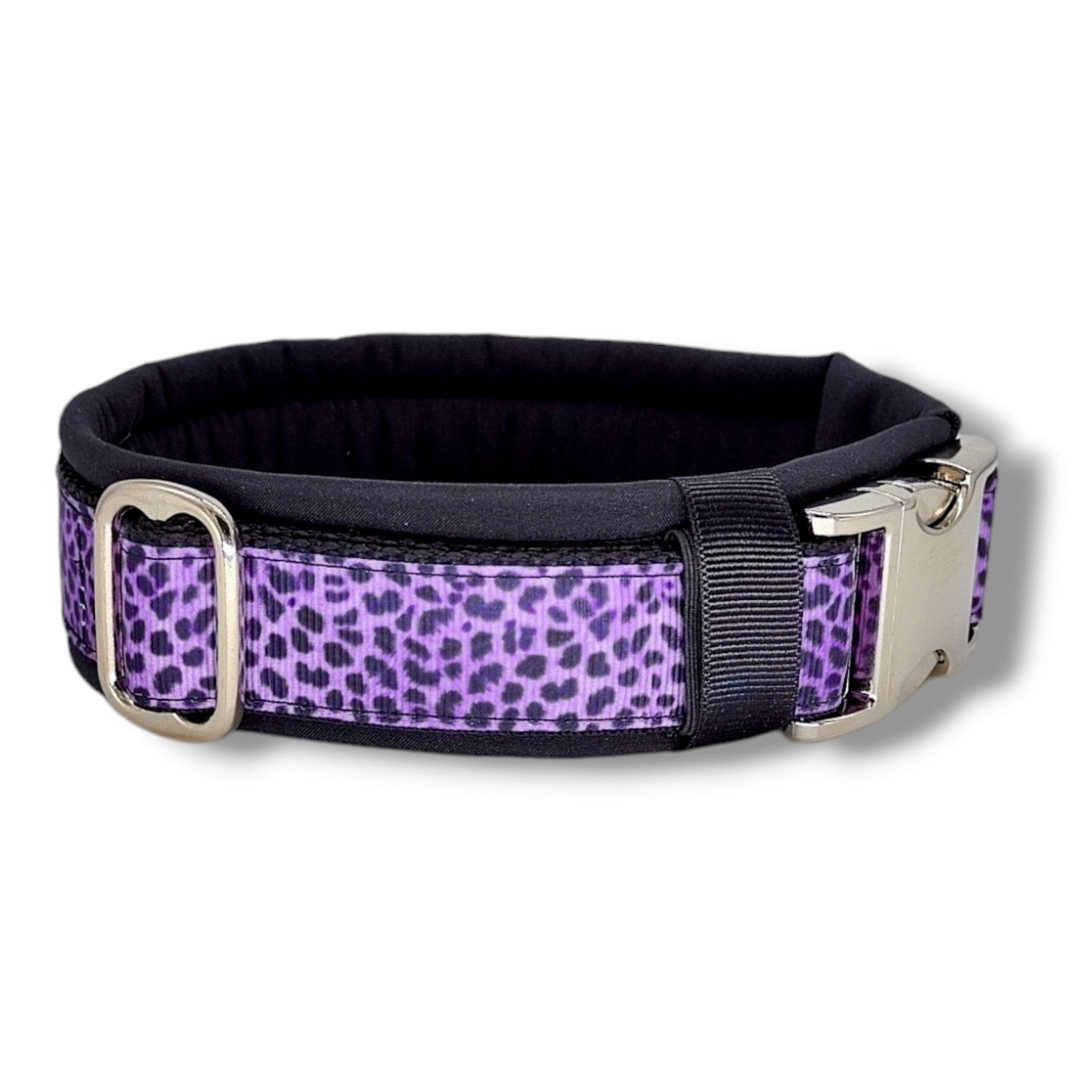 D by E Couture Hunde-Halsband "Lila Leo Liebe III", gepolstert, verstellbar, 50mm breit, Handmade