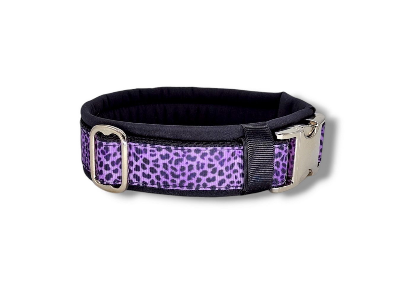 Thumbnail - D by E Couture Hunde-Halsband "Lila Leo Liebe II", gepolstert, verstellbar, 30mm breit, Handmade
