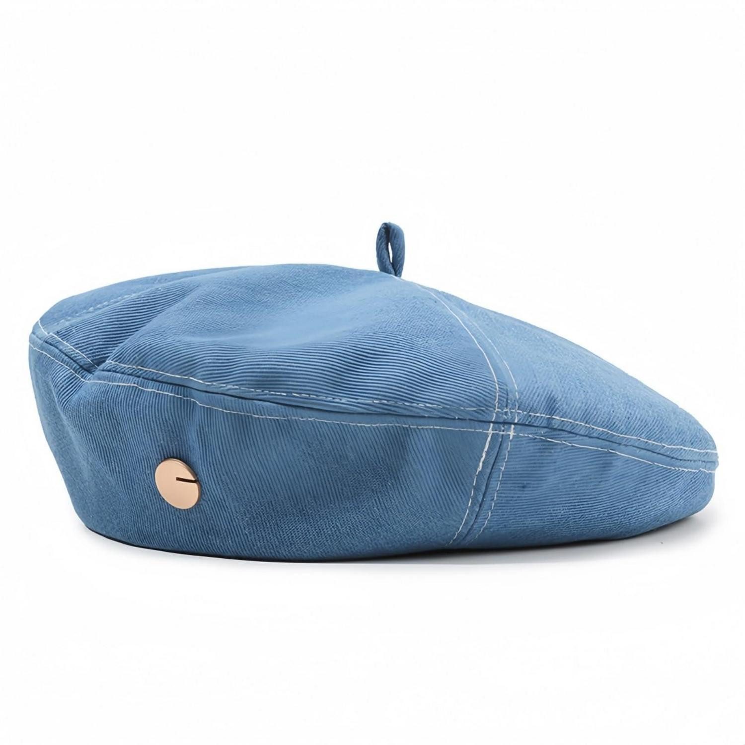 LuxusKollektion Baskenmütze Baskenmütze Damen Denim Barett Cap Beret Einheitsgröße Dunkelblau