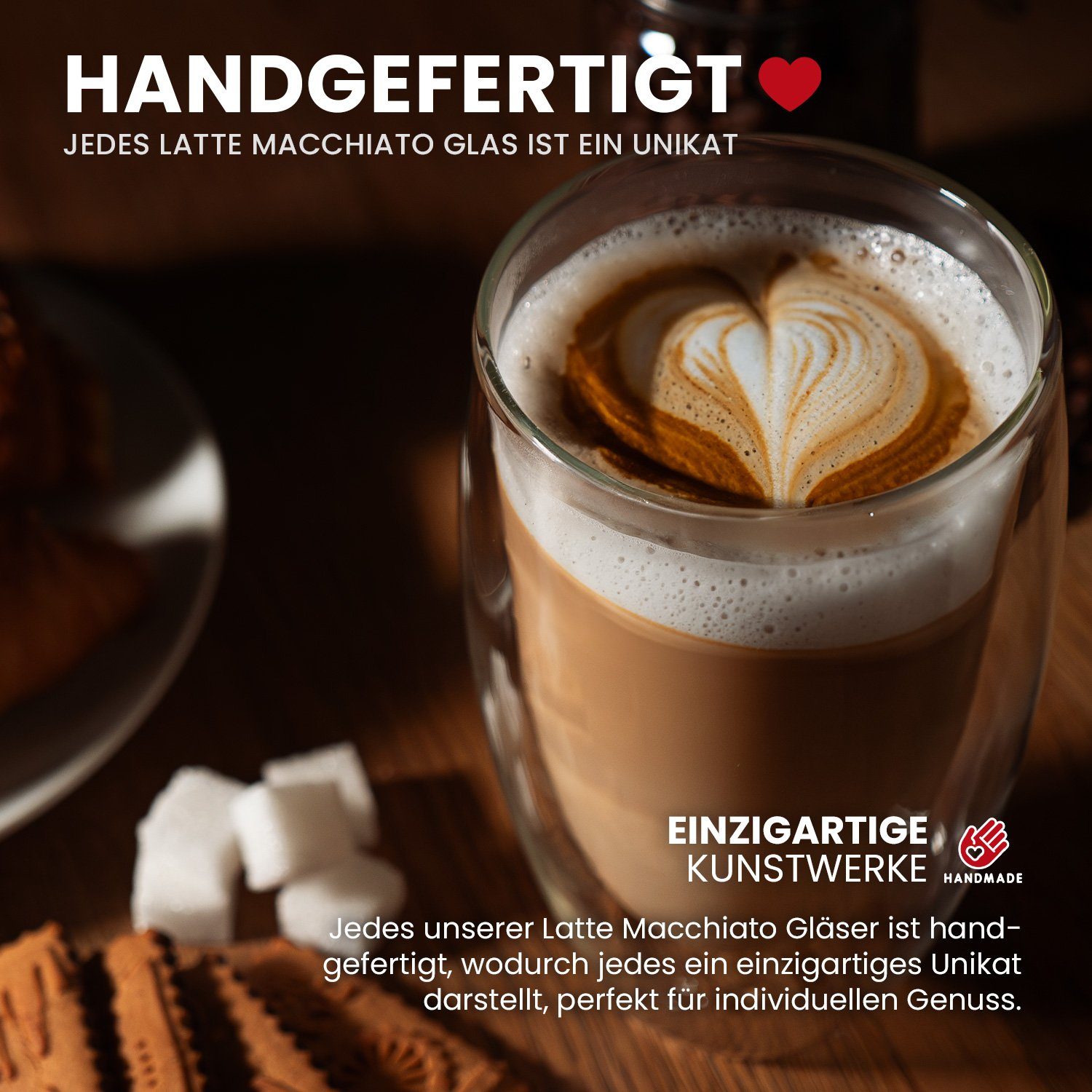 GENTOR Gläser-Set GENTOR Glas Set Longdrinkglas 2er Set Wasserglas Saftglas Kristallglas, 2-teilige Latte Macchiatto Doppelwand Glas 450ml – Bild 5 von 5