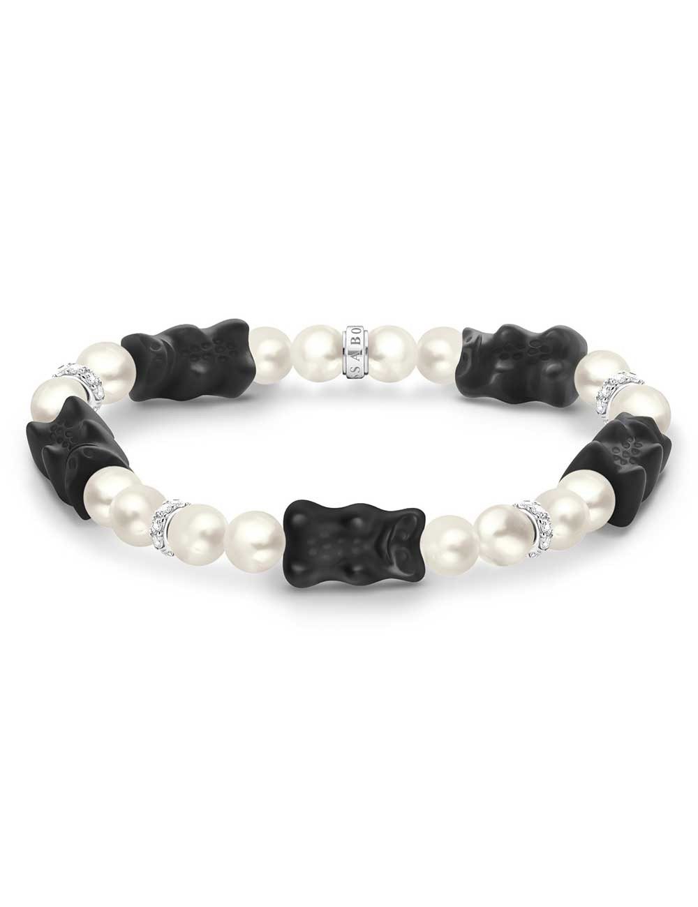 THOMAS SABO Quarzuhr Thomas Sabo A2170-052-11-L15 Perlenarmband mit 5 schwarzen Goldbären Thomas Sabo A2170-052-11-L15 Perlenarmband mit 5 schwarzen Goldbären
