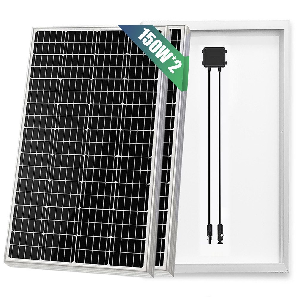 Rhein Beleuchtung Solarmodul 150W Solarpanel 12V – Monokristallines Solarmodul mit Alurahmen, 150 W, Monokristallin, (2-St., 126×76×3 cm solarpanel – robustes Design für Garten & Wohnmobil), 0,6 kWh/Tag, wasserdicht (IP65) & langlebig – effizientes pv modul