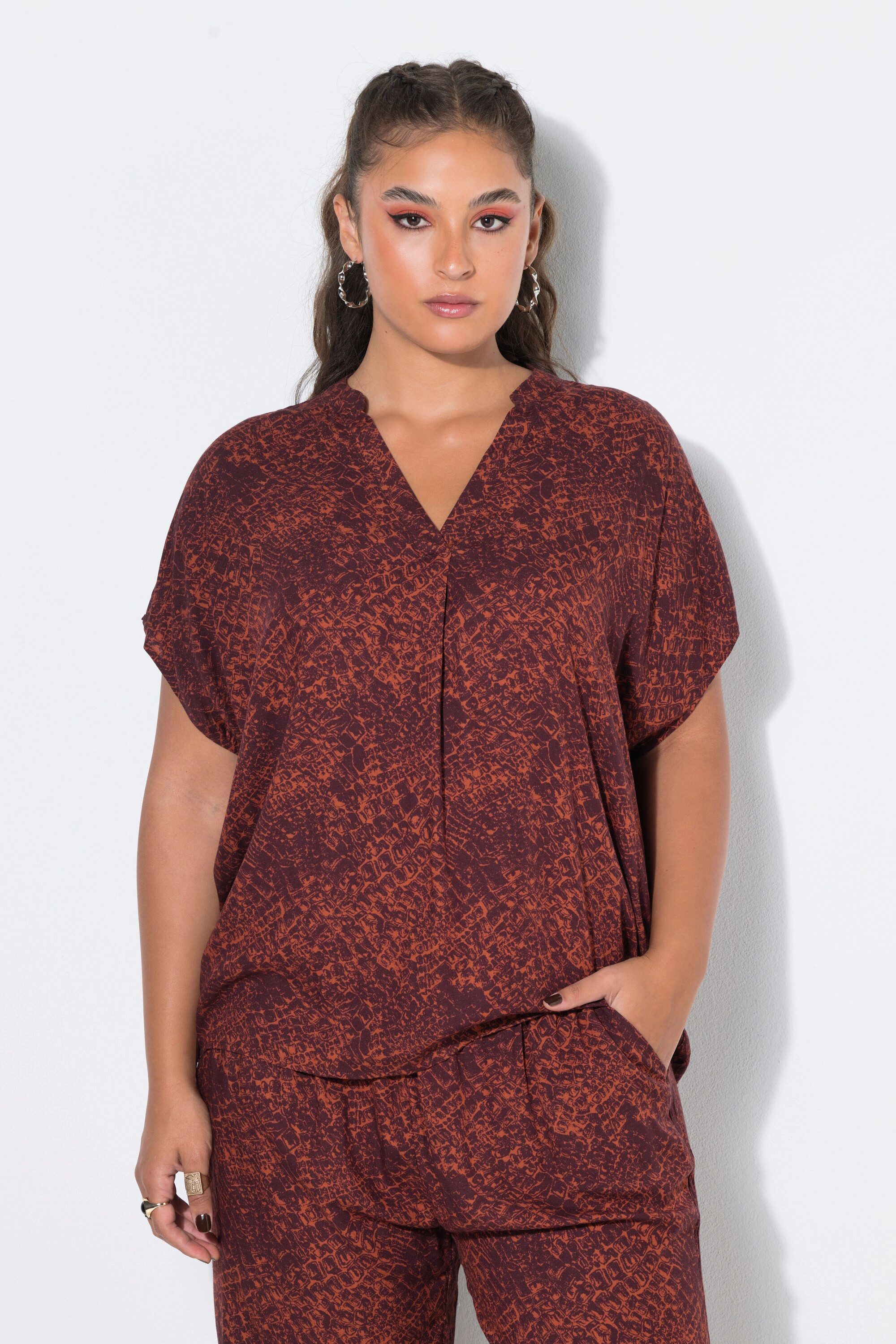 Studio Untold Druckbluse Blusenshirt oversized Croco Print