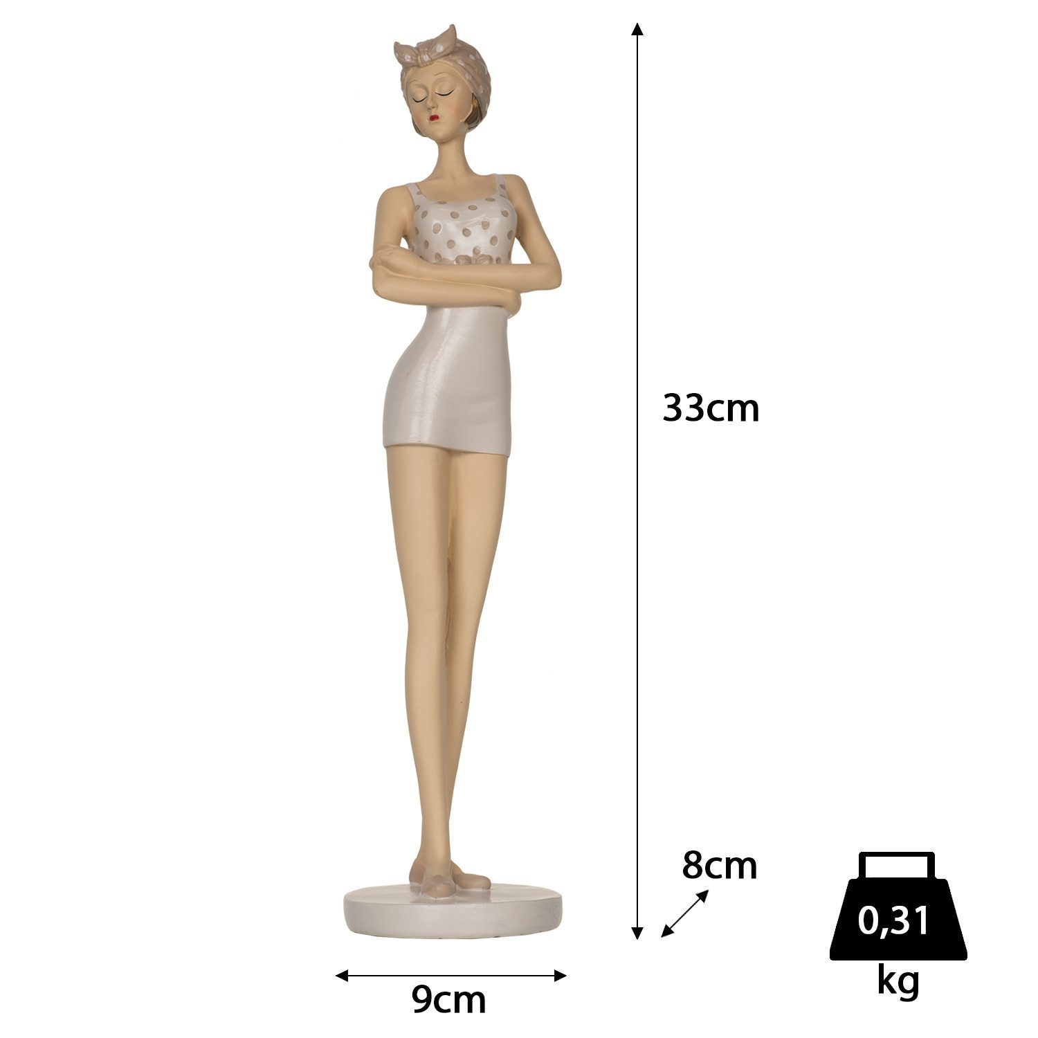 Moritz Dekofigur Dekofigur Badedame Weiß Beige 33?cm Vintage, Polyresin Figuren Deko Geschenk Geometrische TierFigur Modern Skulptur