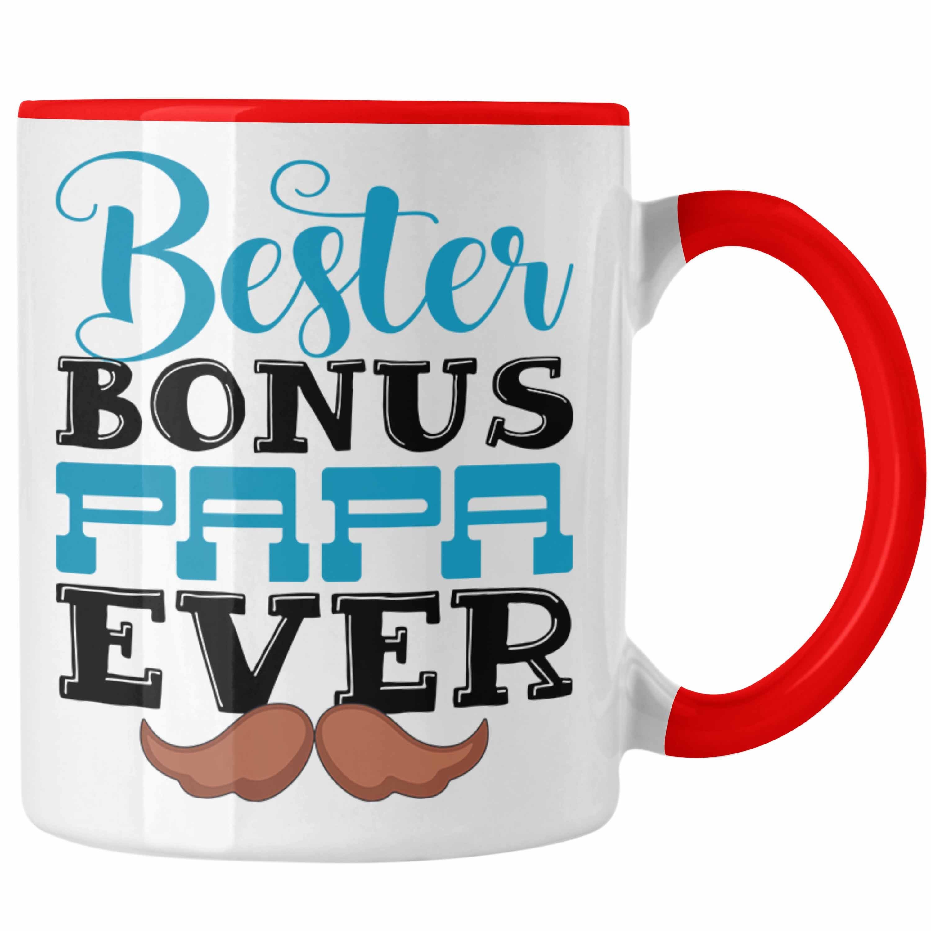 Trendation Rot Tasse Geschenk Stiefvater Bester Papa Ever Lustiges Bonus für Tasse Geschenk