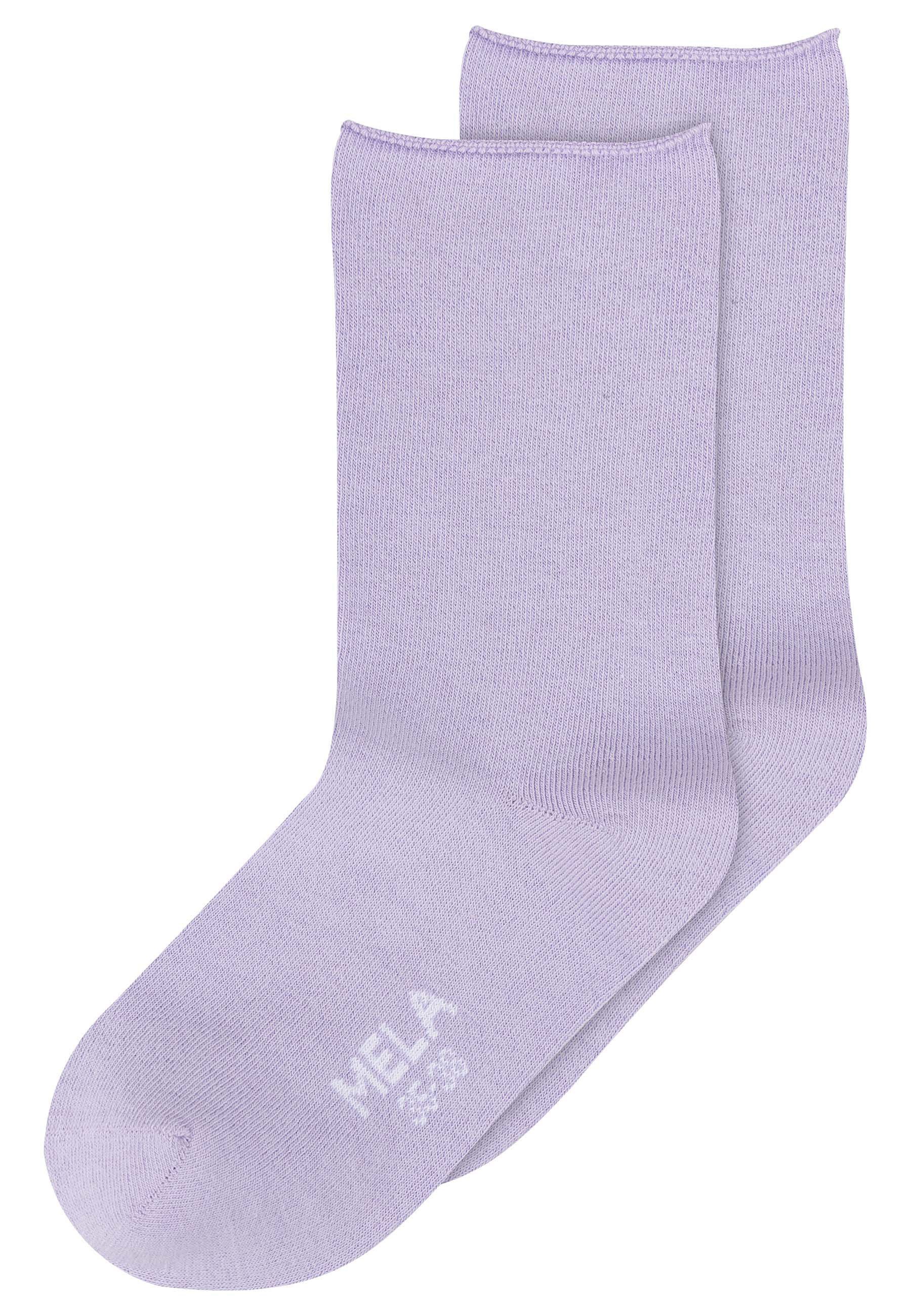 MELA Socken Rollsaum Socken 2 Paare Frei von Polyester und Polyamid.