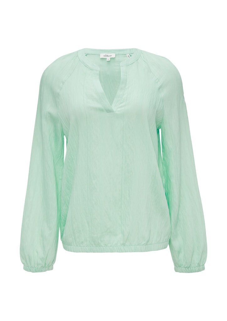 s.Oliver Langarmbluse Bluse mit Strukturstreifen Raffung günstig online kaufen