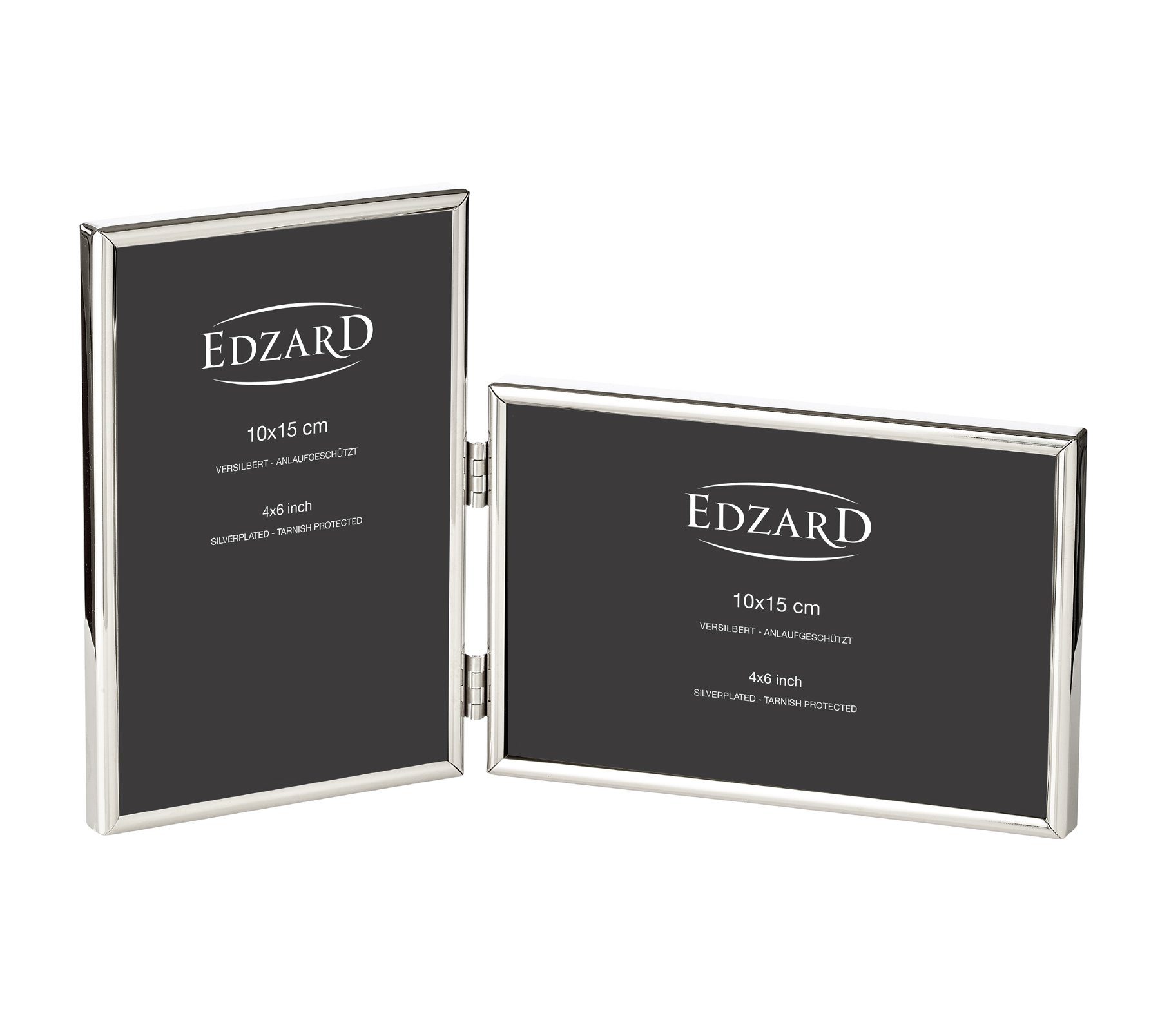 EDZARD Bilderrahmen Otto, versilbert und anlaufgeschützt, für zwei 10x15 cm  Fotos - Doppel-Fotorahmen, Rahmen für 2 Bilder - zum Hinstellen und  Aufhängen