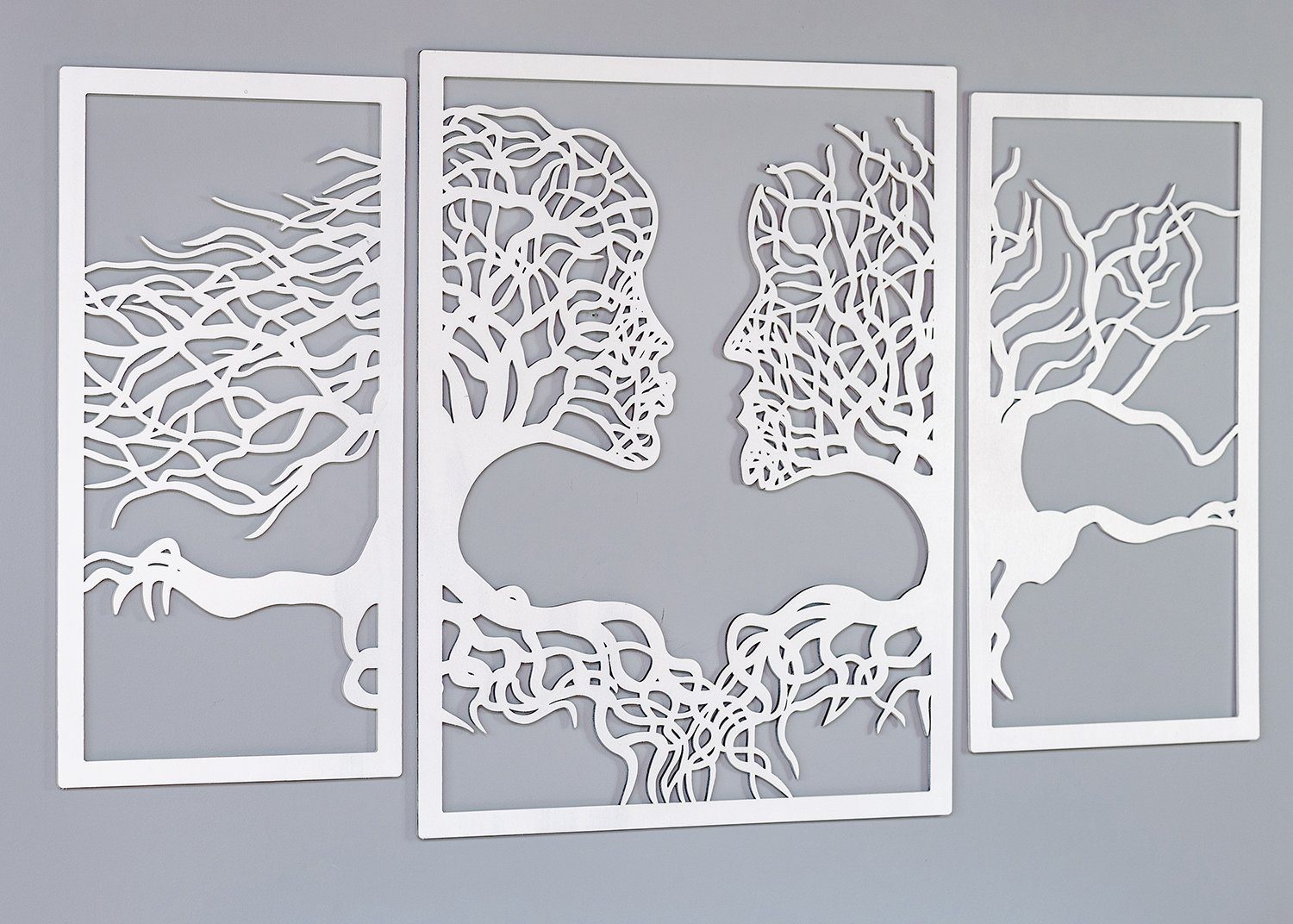 ORNAMENTI Mehrteilige Bilder 3D grosse Wanddeko, Gesichter Baum, Holzbild, Handarbeit