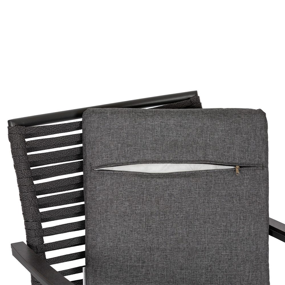 acamp Garten-Essgruppe Gartentisch Set stapelbar Aluminium 5tlg 4 Stapelsessel Tisch Set, (atmungsaktiv wetterfest UV beständig inkl Sitzkissen), Acatex Textilgewebe Rope Rückenlehne Aluminium Gestell