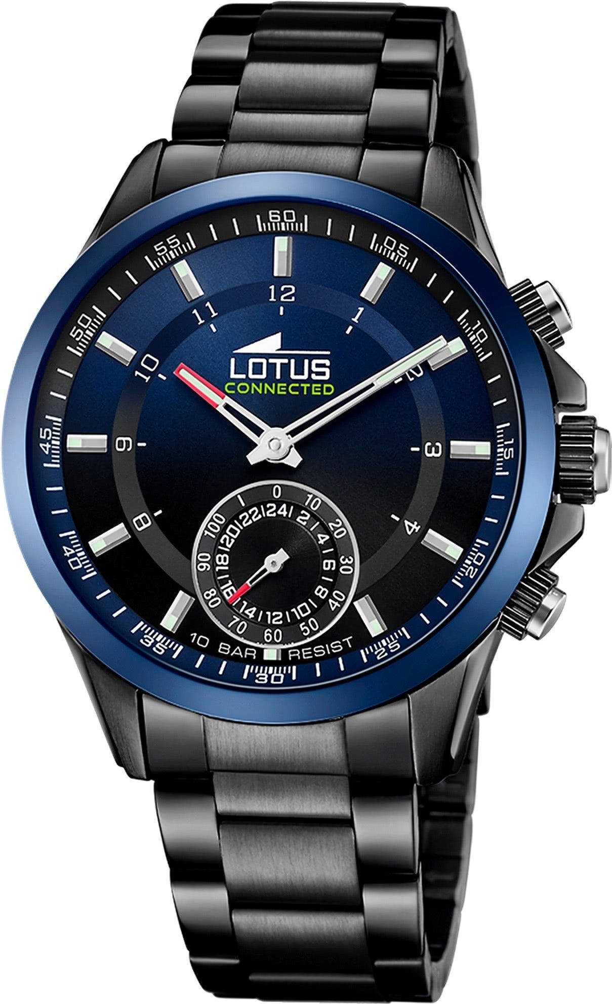 Lotus Chronograph Lotus Herrenuhr Edelstahl schwarz Lotus, (Chronograph), Herren Armbanduhr rund, groß (ca. 43mm), Edelstahl