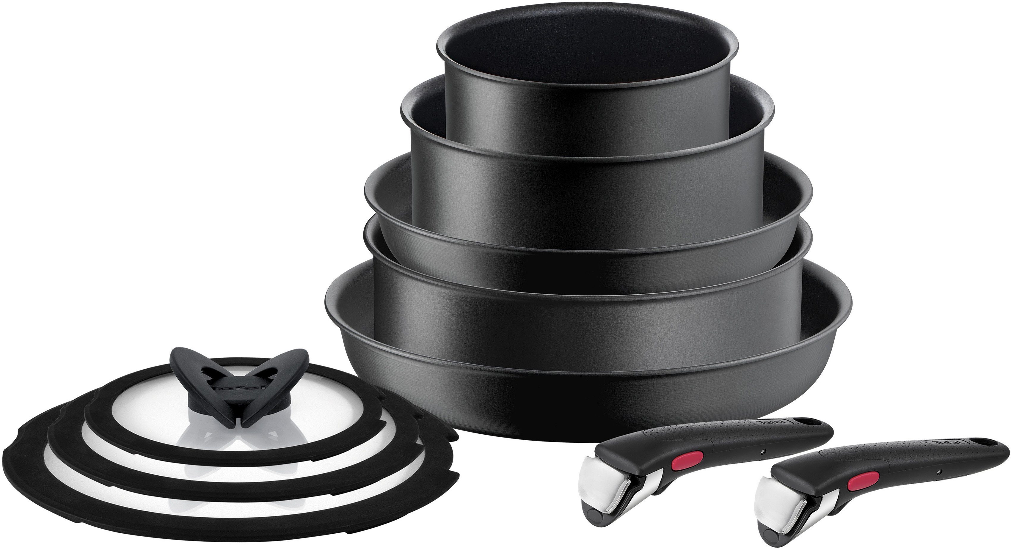 Griffe, Tefal (Set, Ingenio alle abnehmbare 10-tlg), L76491 Ultimate, Topf-Set Aluminium 2 Herdarten,Induktion Thermo-Signal, Antihaft,