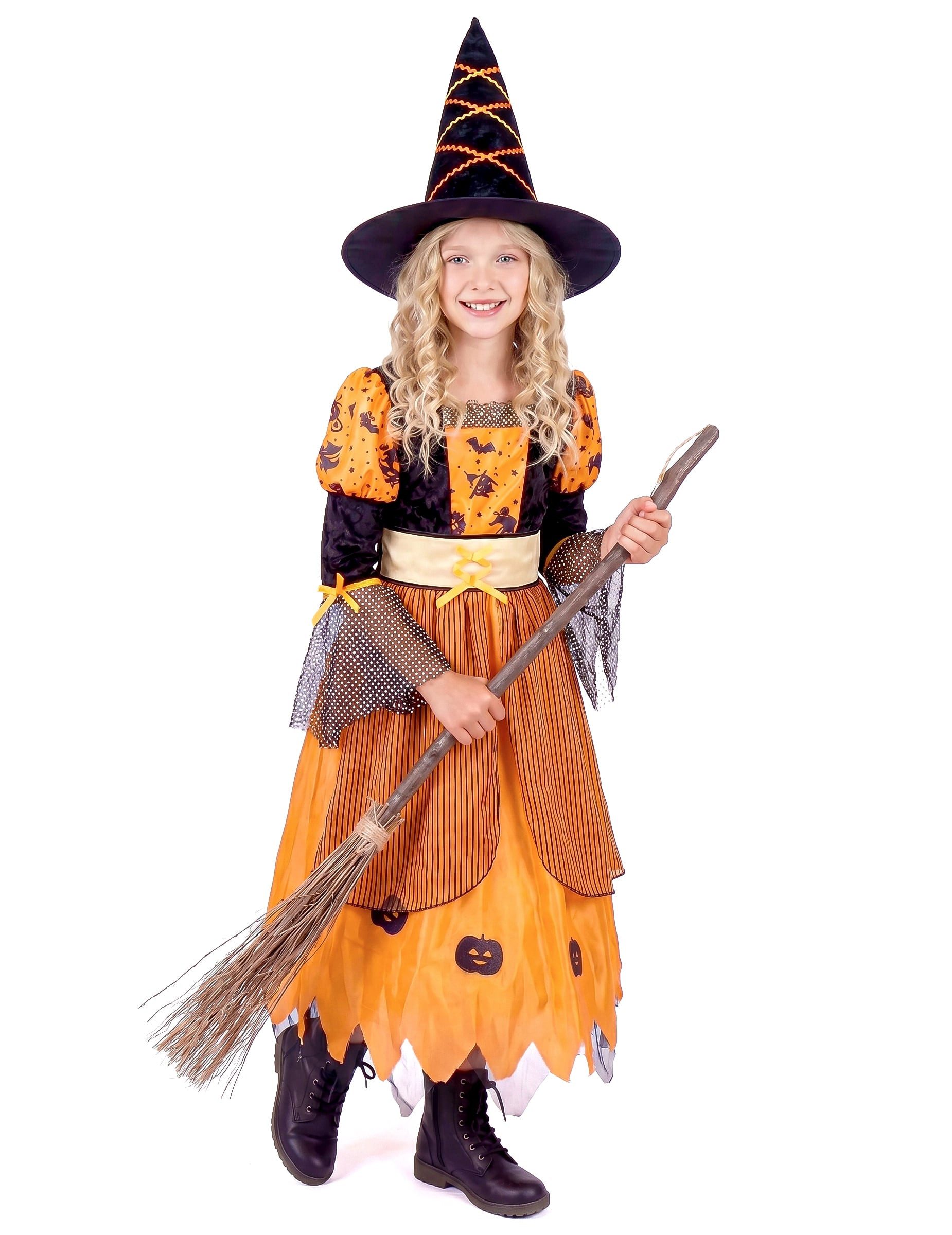 JADEO Kostüm Niedliches Kürbis-Hexenkostüm Halloween-Mädchenkostüm orange-schwarz