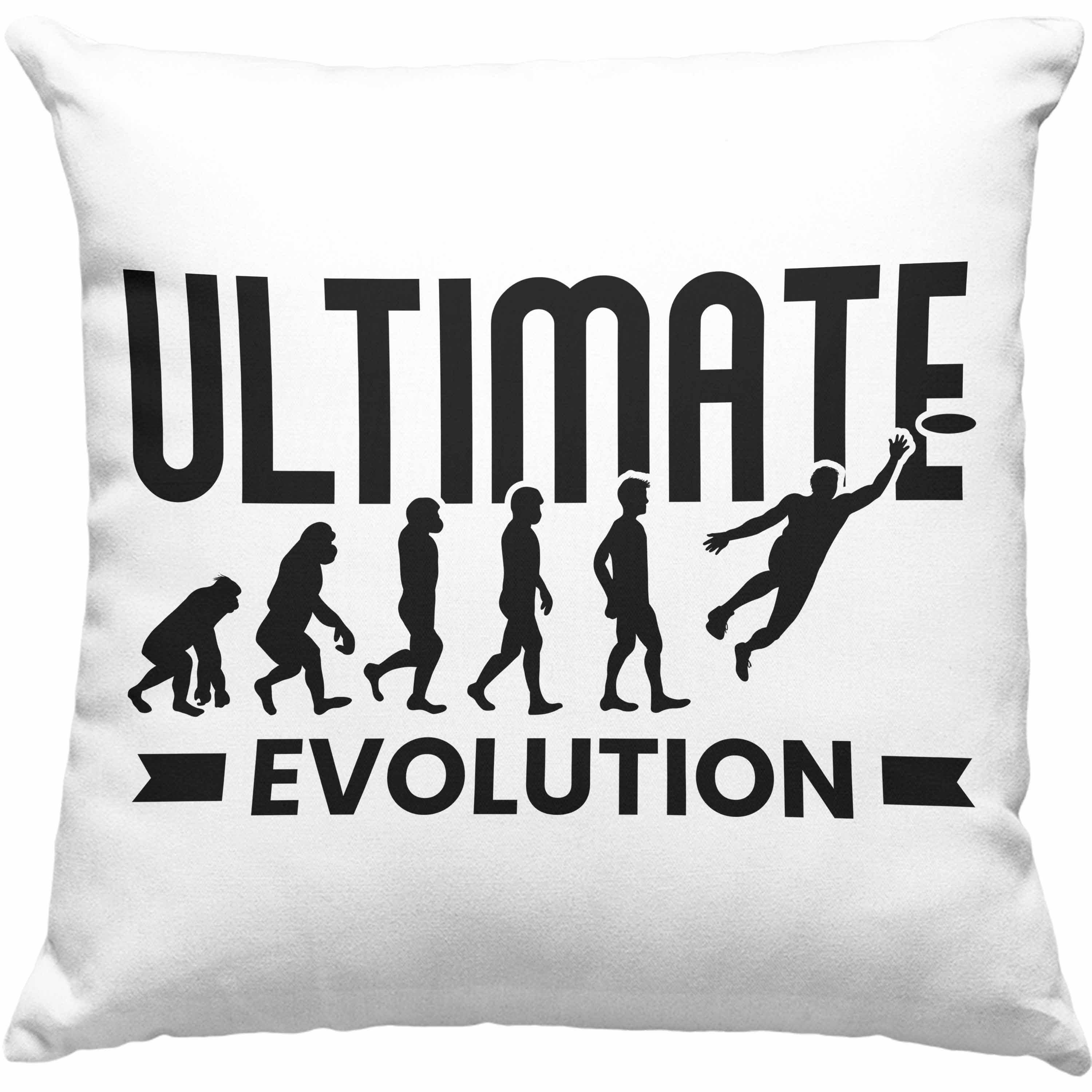 Trendation mit Dekokissen Füllung Evolution Geschenk - Dekokissen Golf Ultimate Frisbee Geschenkidee Kissen Disc Blau Frisbee-Spieler Trendation 40x40