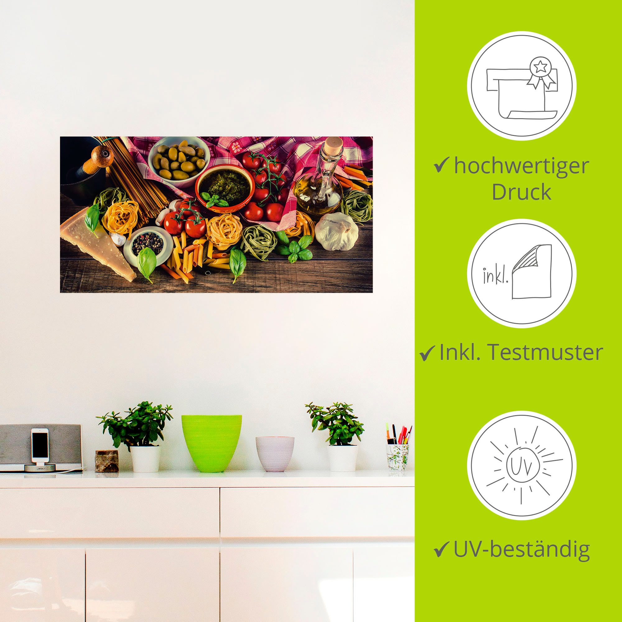 Artland Wandbild Italienisch mediterrane Lebensmittel, Lebensmittel günstig online kaufen