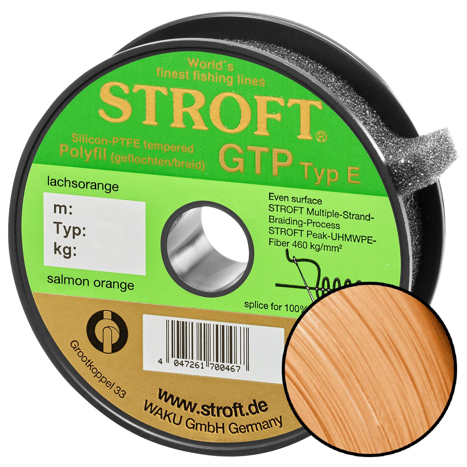 Angelschnur Stroft Schnur GTP Typ E geflochten lachsorange 100m