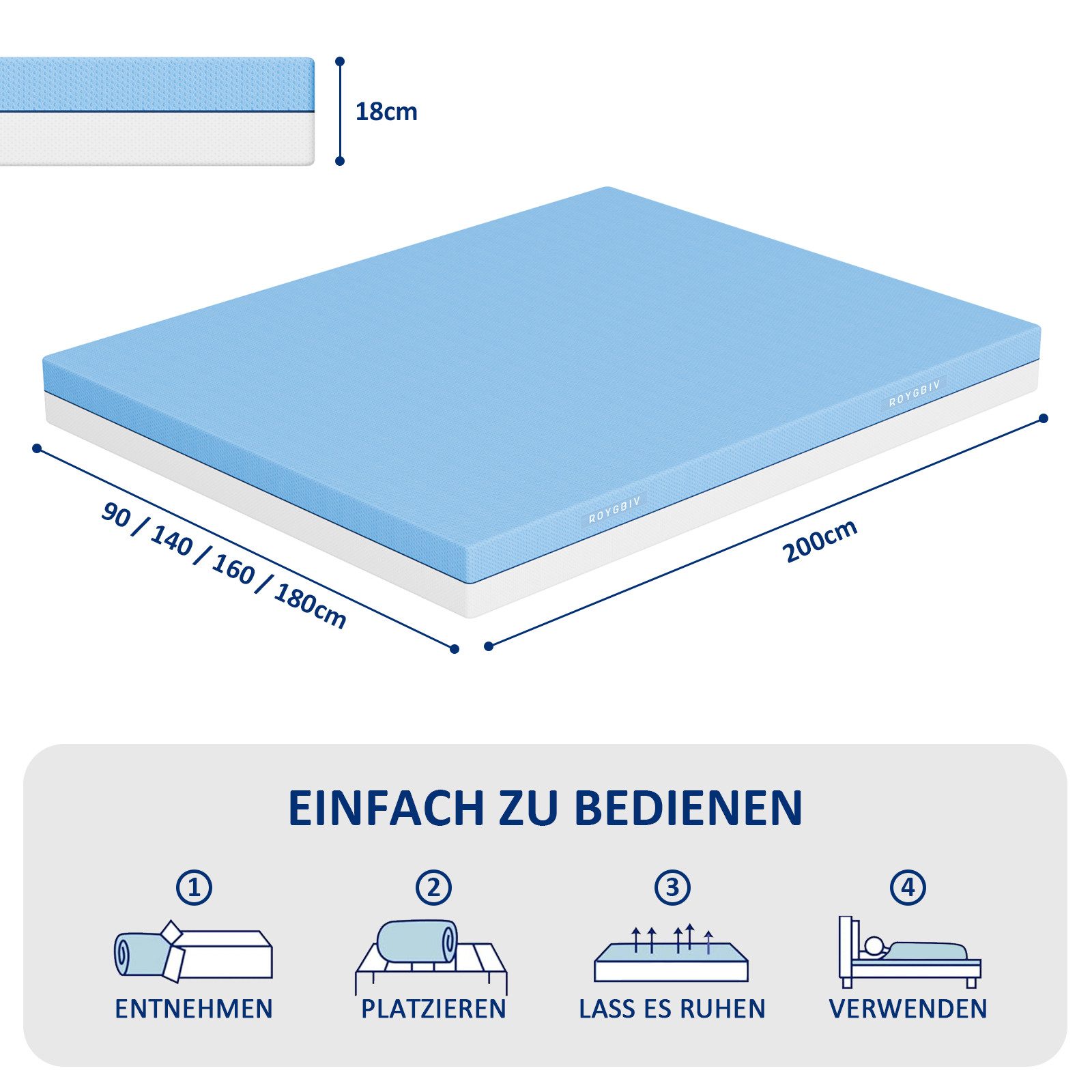 Komfortschaummatratze 18 cm, wendbar, Memory-Schaum, kühlender günstig online kaufen