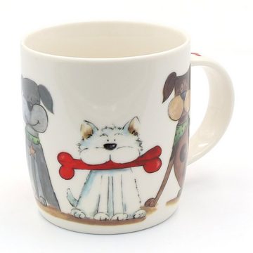 Dekohelden24 Tasse Kaffeebecher Kaffeetasse aus Porzellan Hunde / Katze, Porzellan