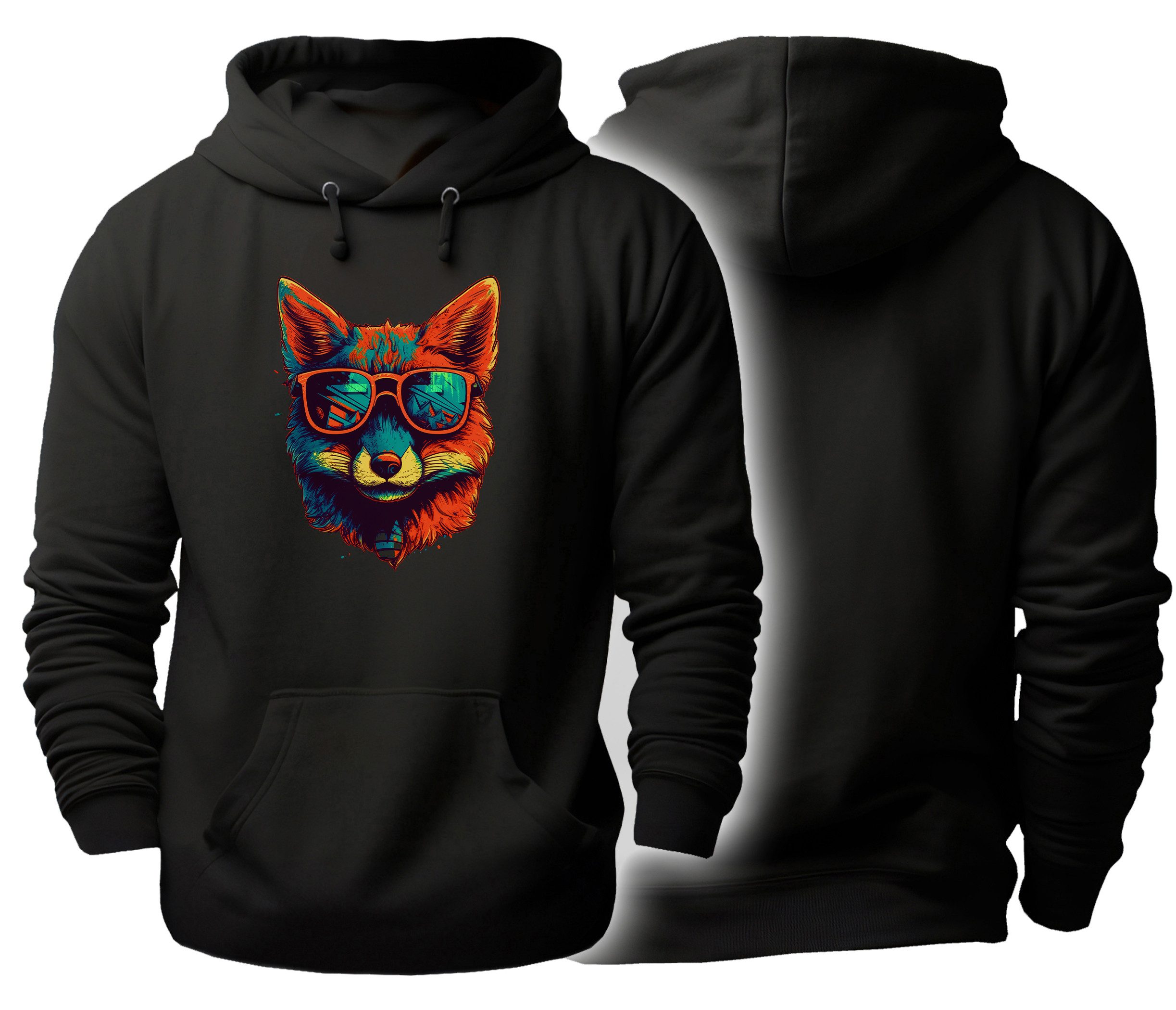 MyDesign24 Hoodie Urbaner Streetart Kapuzen Пуловеры - neon Fuchs Kapuzensweater - moderner Hoodie i655