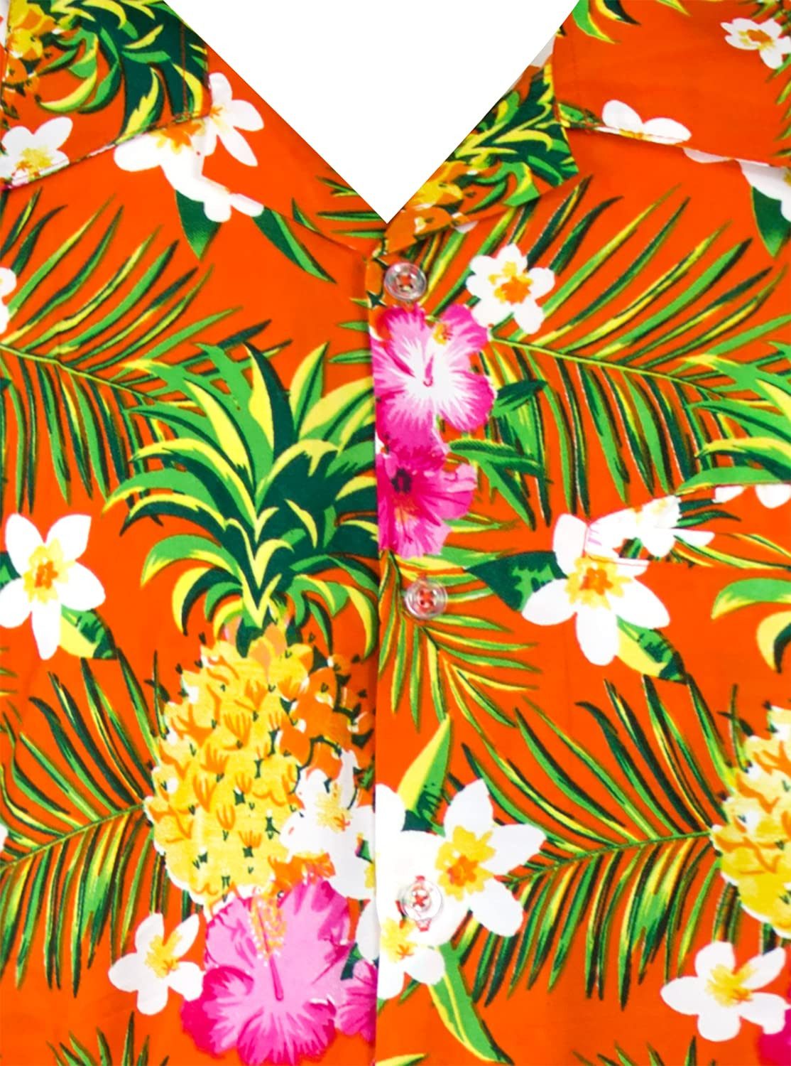 King Kameha Hawaiihemd Pineapple Flowers Kids Funky Hawaii-Hemd Kinder Kurzarm Front-Tasche