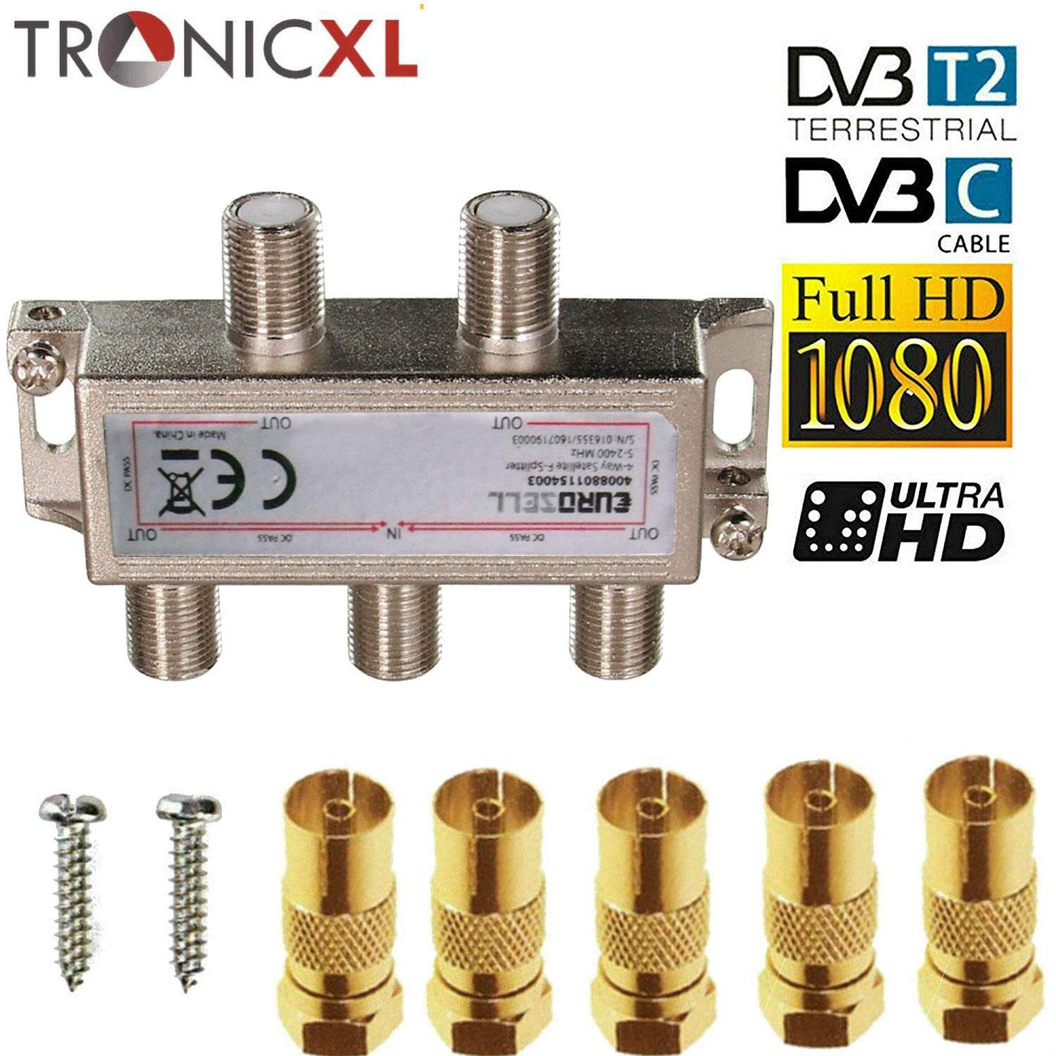 TronicXL Дистрибьютор сат 4fach Koax 3D 4K Распределители Weiche Sat Splitter für Vodafone Unitymedia