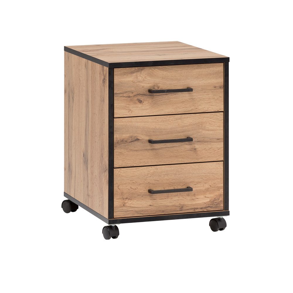 Lomadox Rollcontainer FALUN-80, Büro in Eiche Landhaus Nb., B/H/T: 40,1/57/50 cm