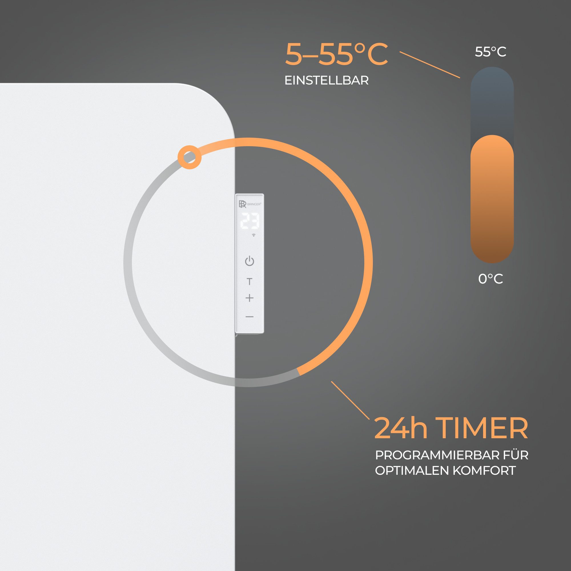 Bringer Infrarotheizung, 750 Watt Elektroheizung, mit Smart Thermostat, WiFI & App, bis 15m²